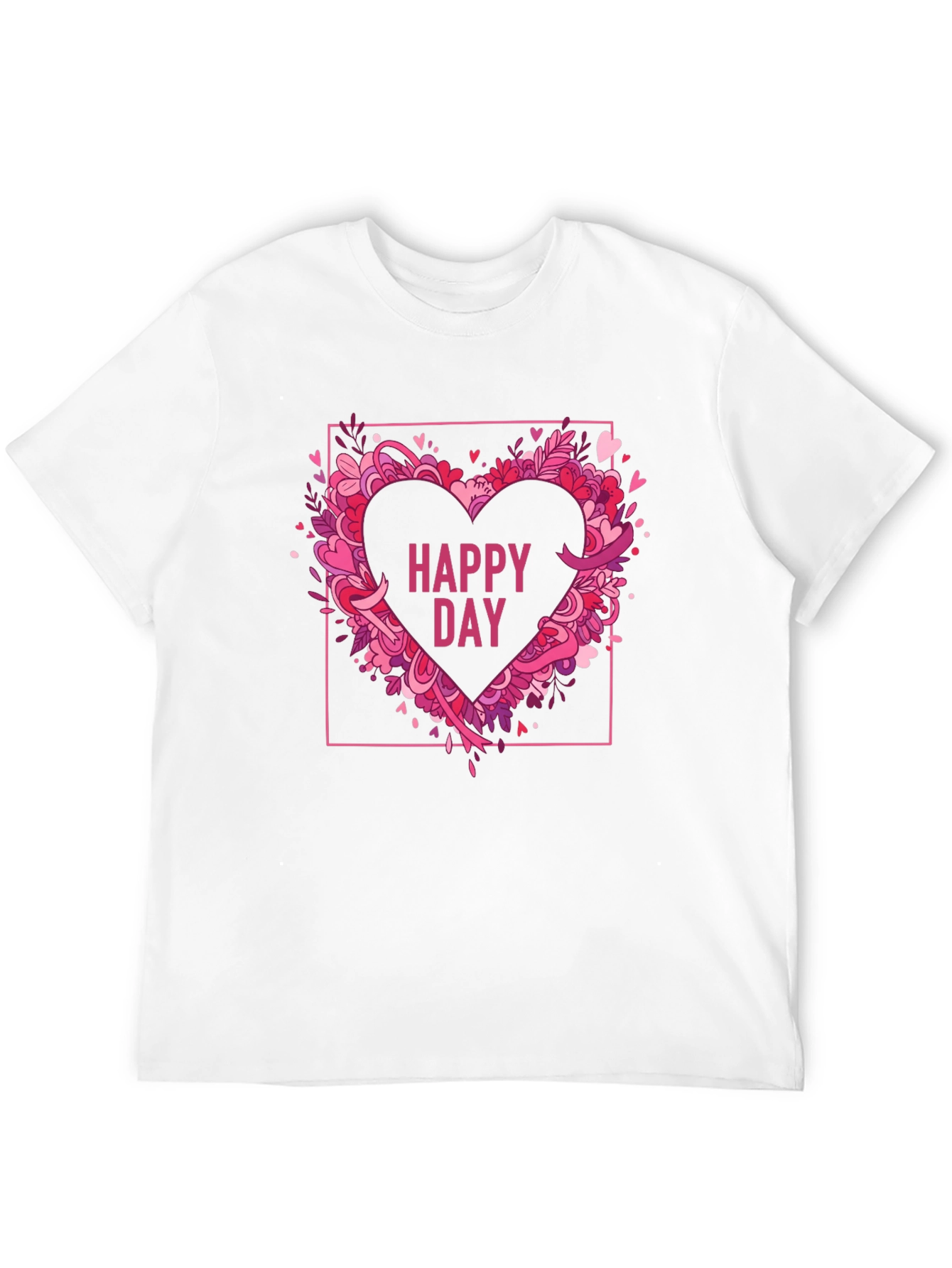 Happy Day Heart Graphic Black T-Shirt