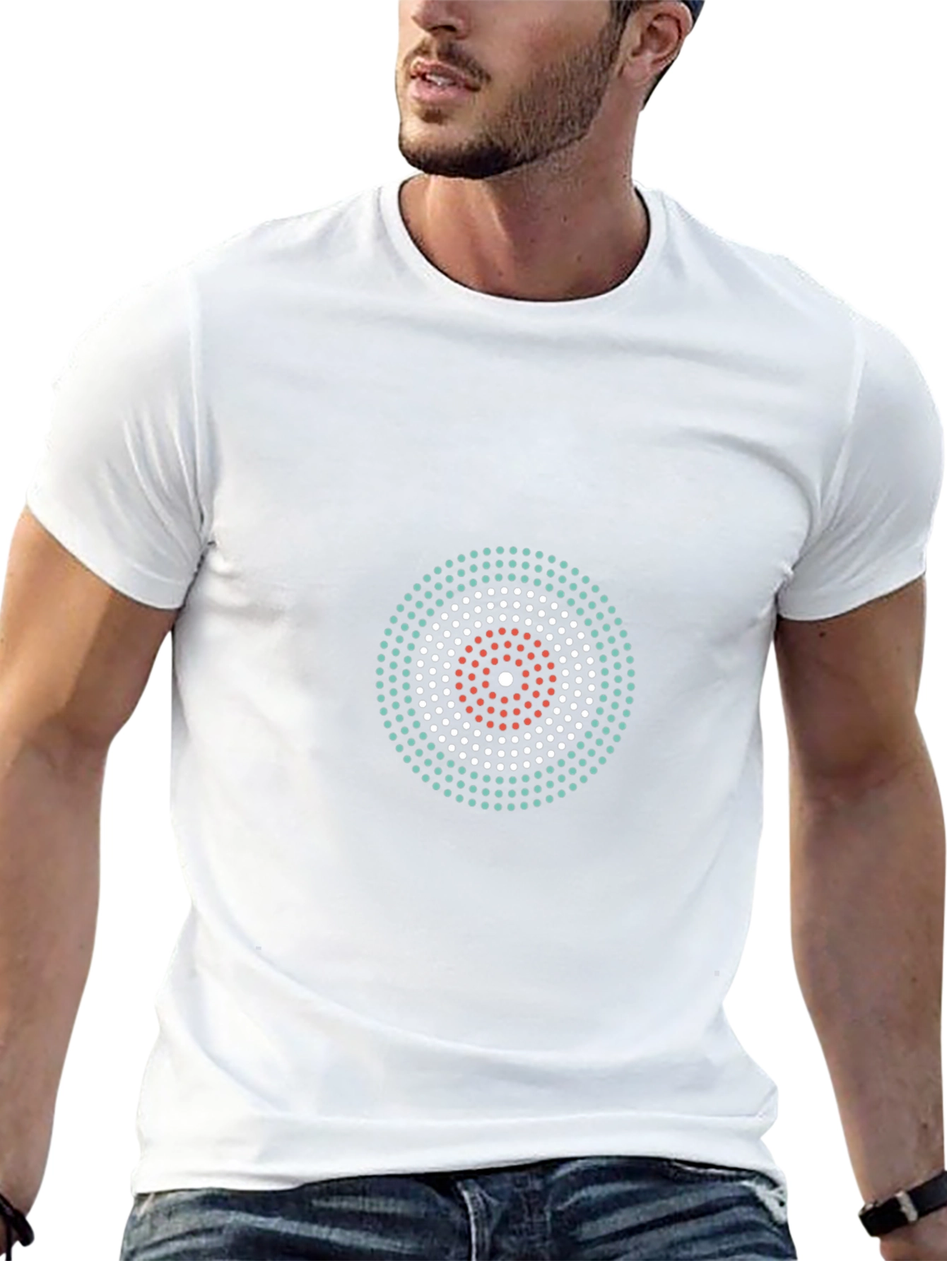 Modern Circle Pattern Tee - Stylish Black Cotton T-Shirt