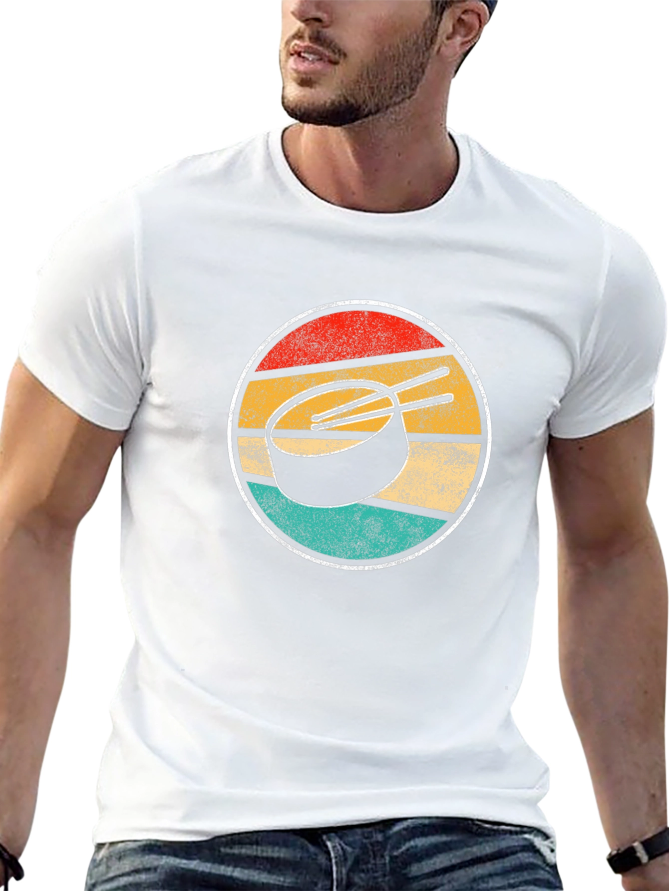 Retro Sunset Hockey Puck Graphic Tee