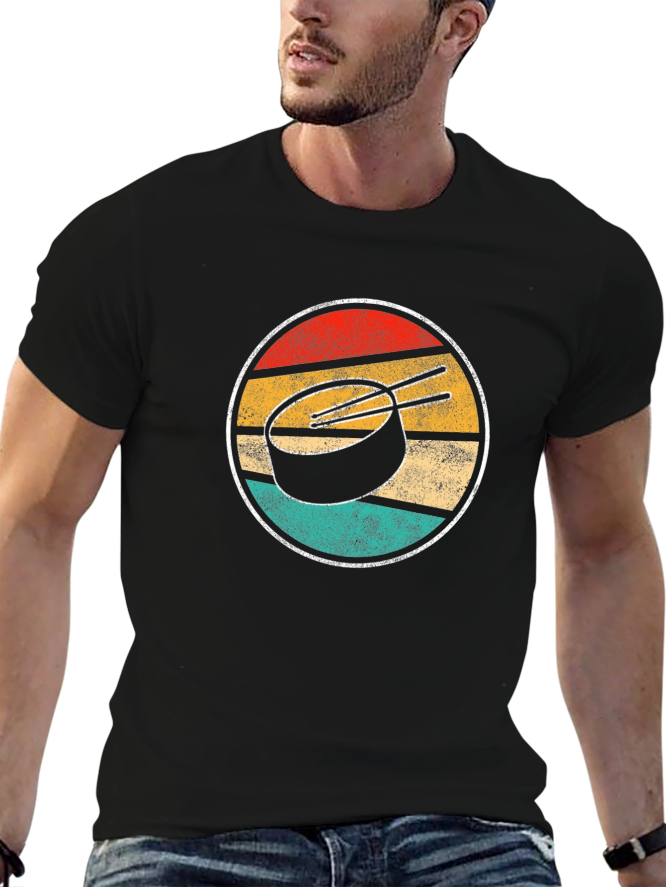 Retro Sunset Hockey Puck Graphic Tee