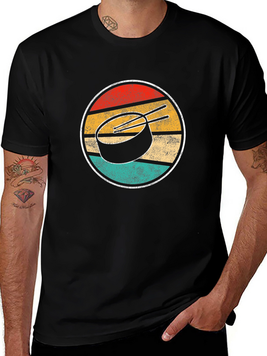 Retro Sunset Hockey Puck Graphic Tee