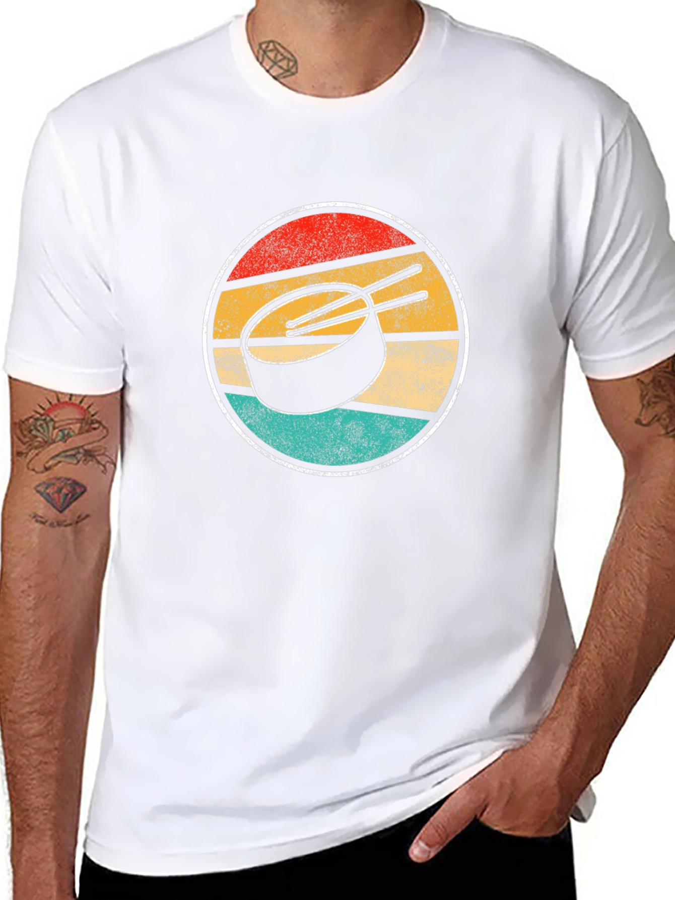 Retro Sunset Hockey Puck Graphic Tee