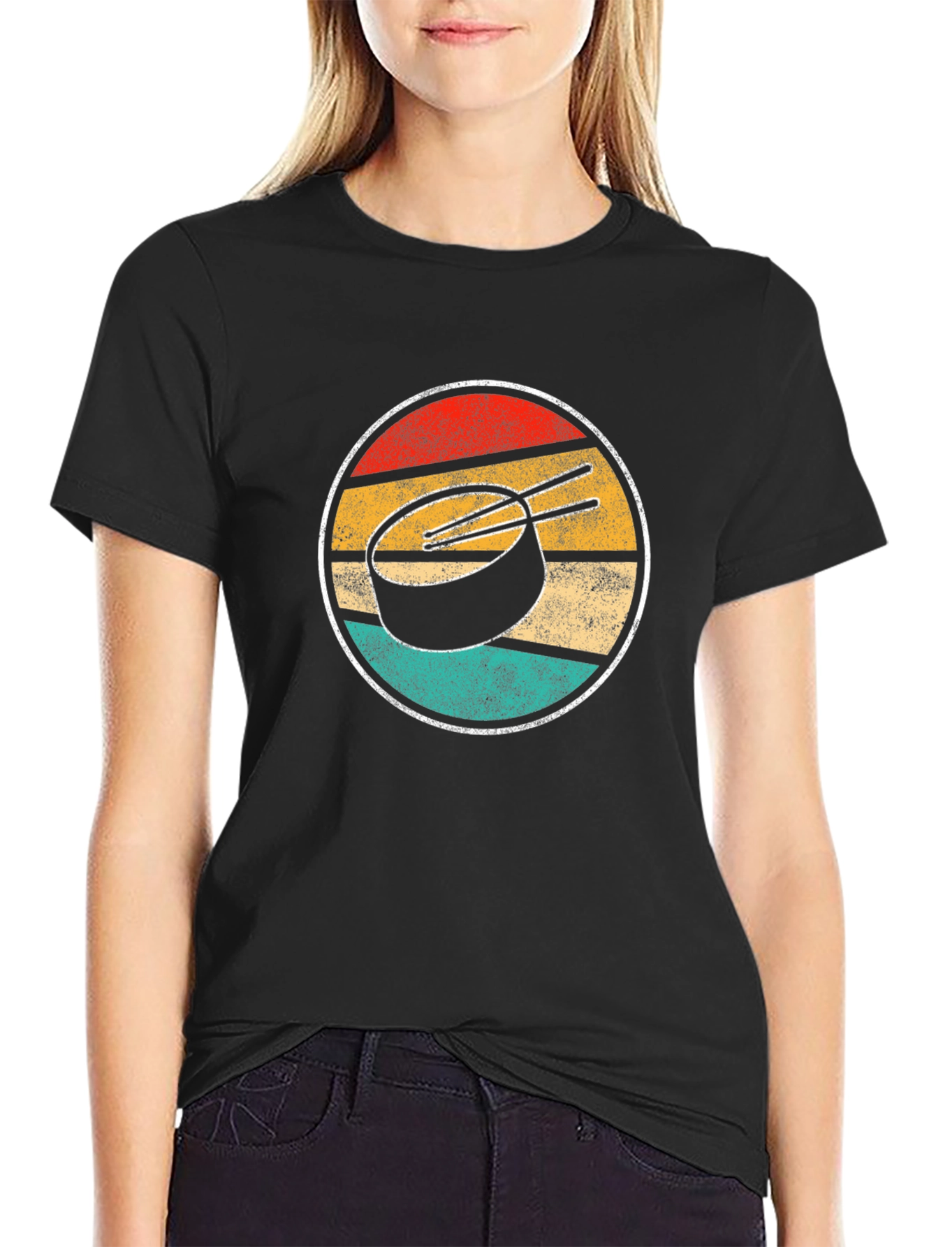 Retro Sunset Hockey Puck Graphic Tee
