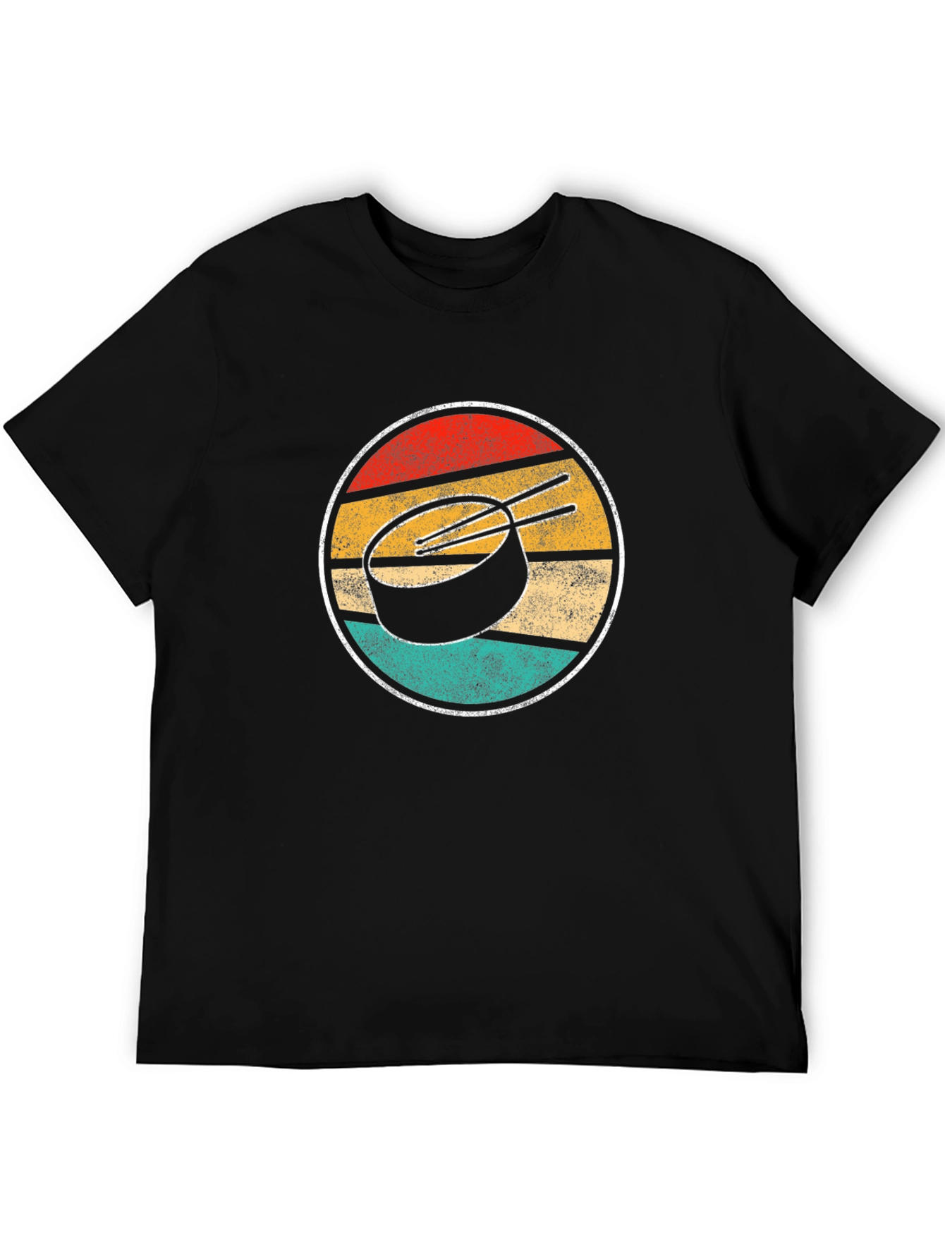 Retro Sunset Hockey Puck Graphic Tee