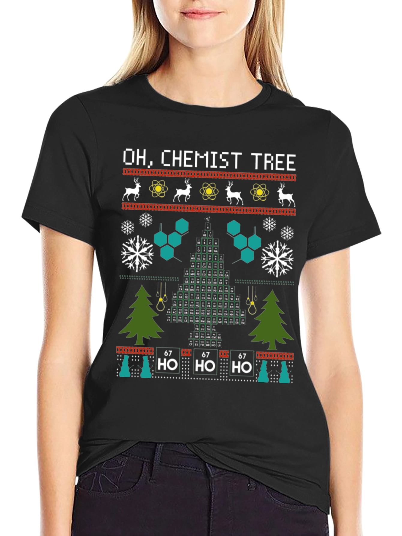 Oh Chemist Tree Ugly Christmas T-Shirt