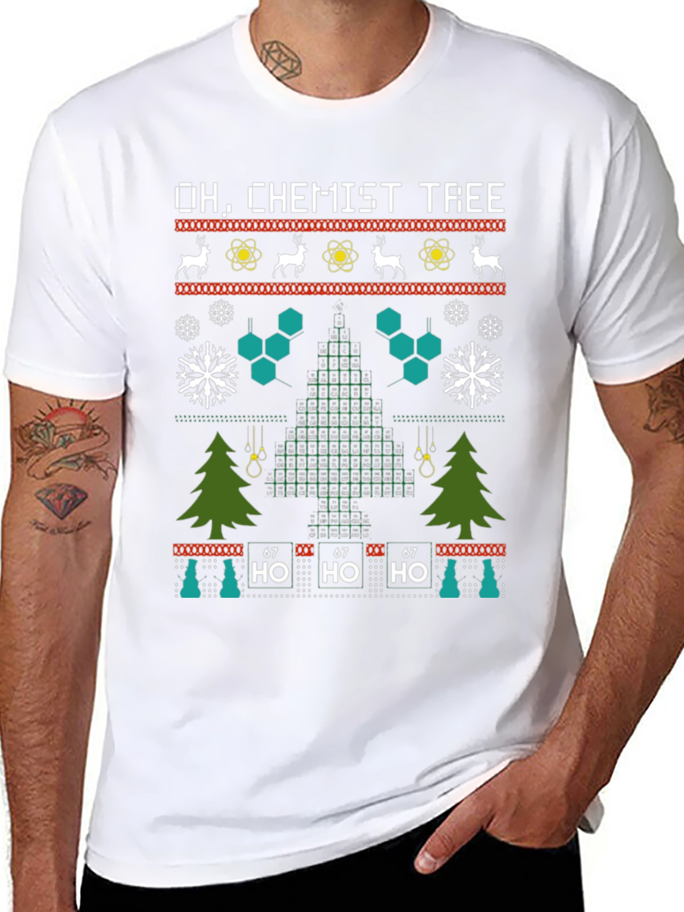 Oh Chemist Tree Ugly Christmas T-Shirt