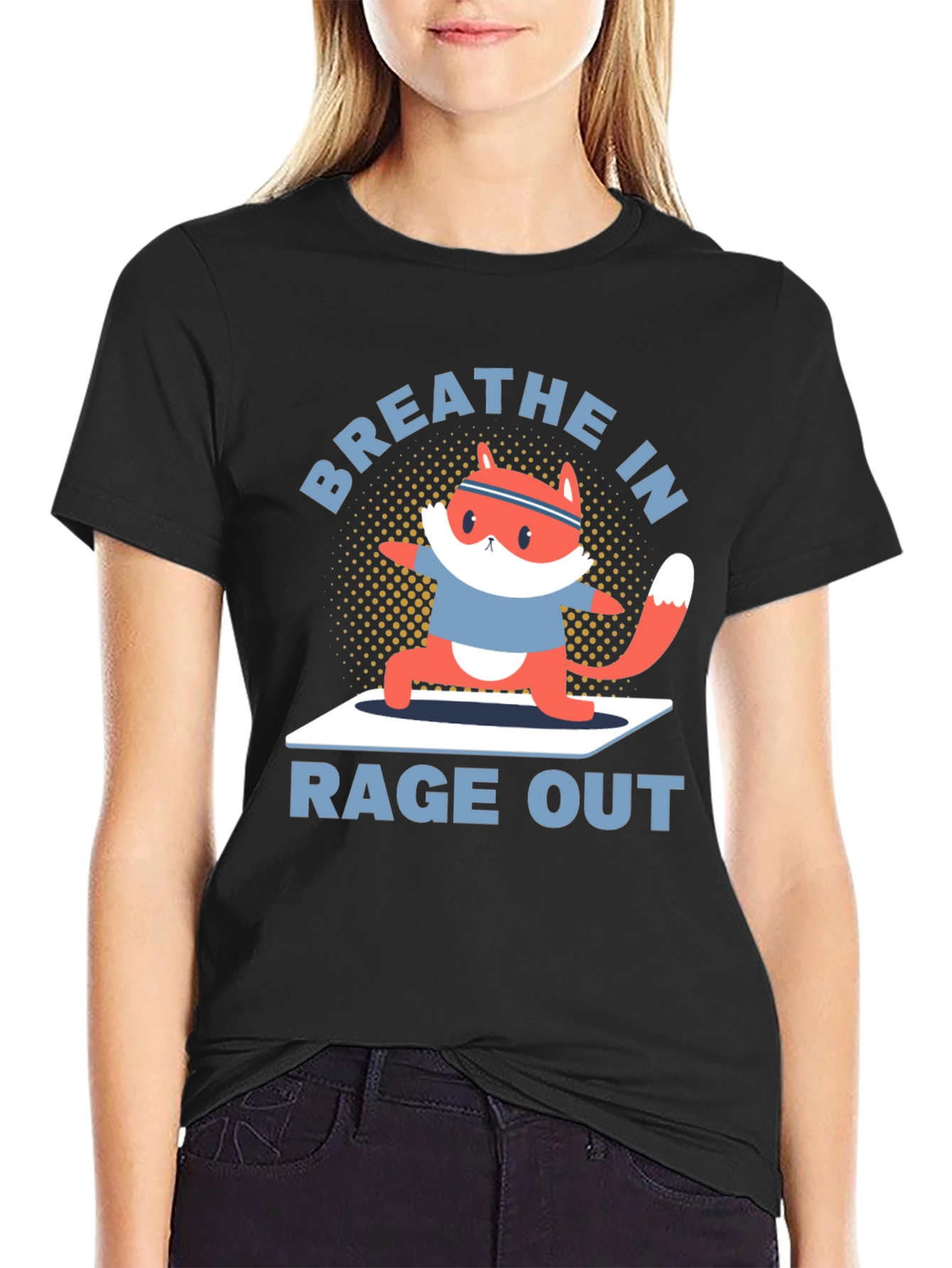 Yoga Fox Graphic Tee - Breathe In Rage Out!