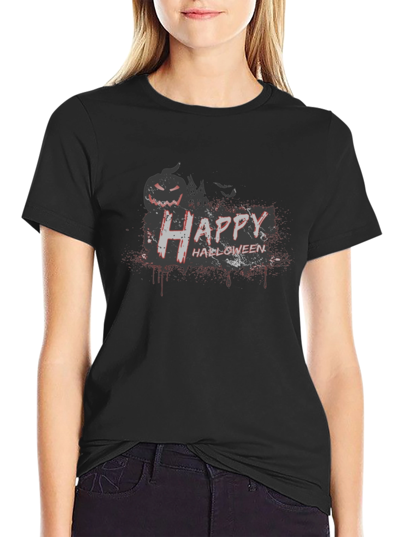 Spooky Happy Halloween Black Graphic Tee