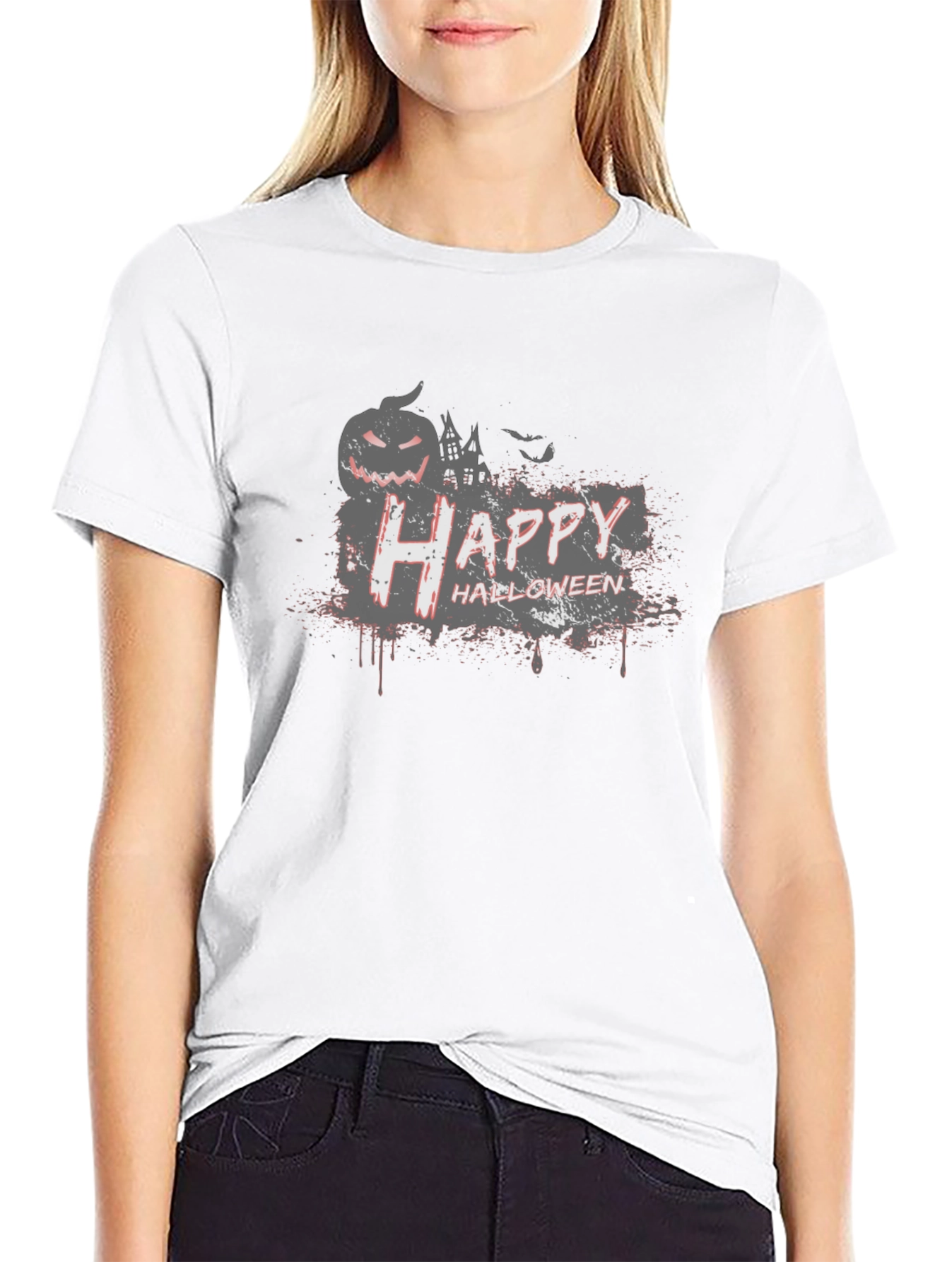 Spooky Happy Halloween Black Graphic Tee