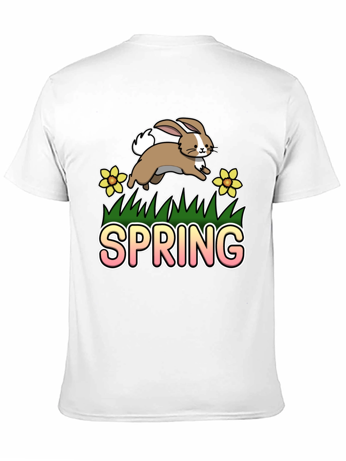 Spring Bunny Graphic Tee - Black Cotton Blend