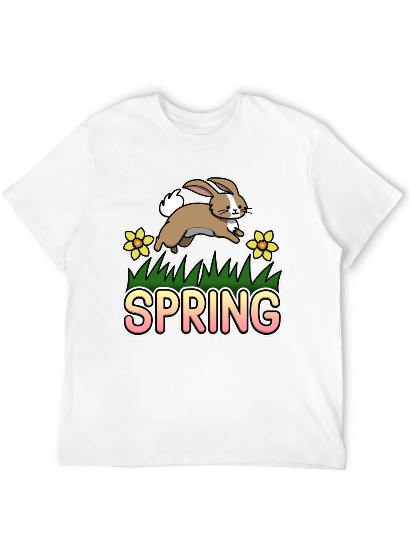 Spring Bunny Graphic Tee - Black Cotton Blend