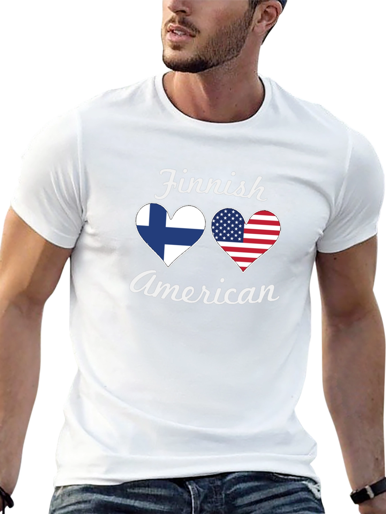 Finnish American Pride Tee | Flag Heart