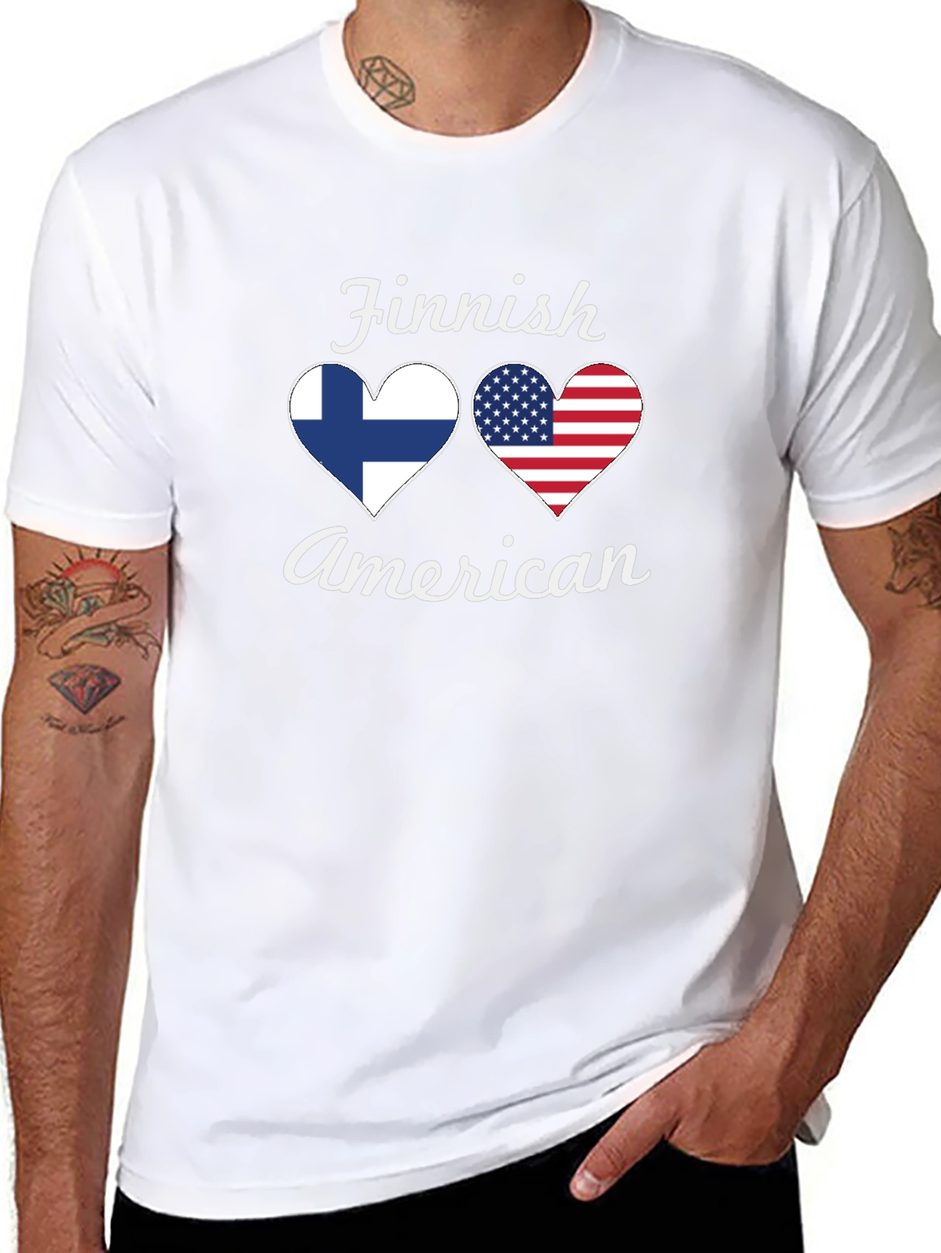 Finnish American Pride Tee | Flag Heart