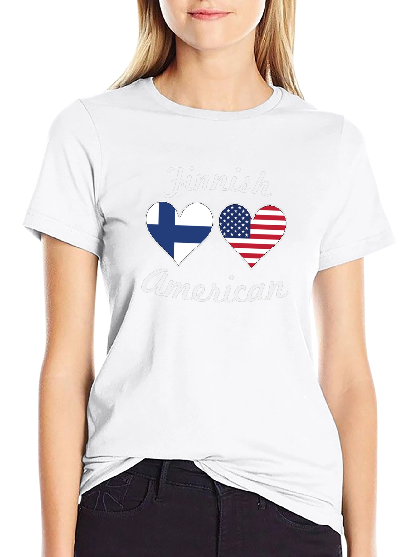 Finnish American Pride Tee | Flag Heart