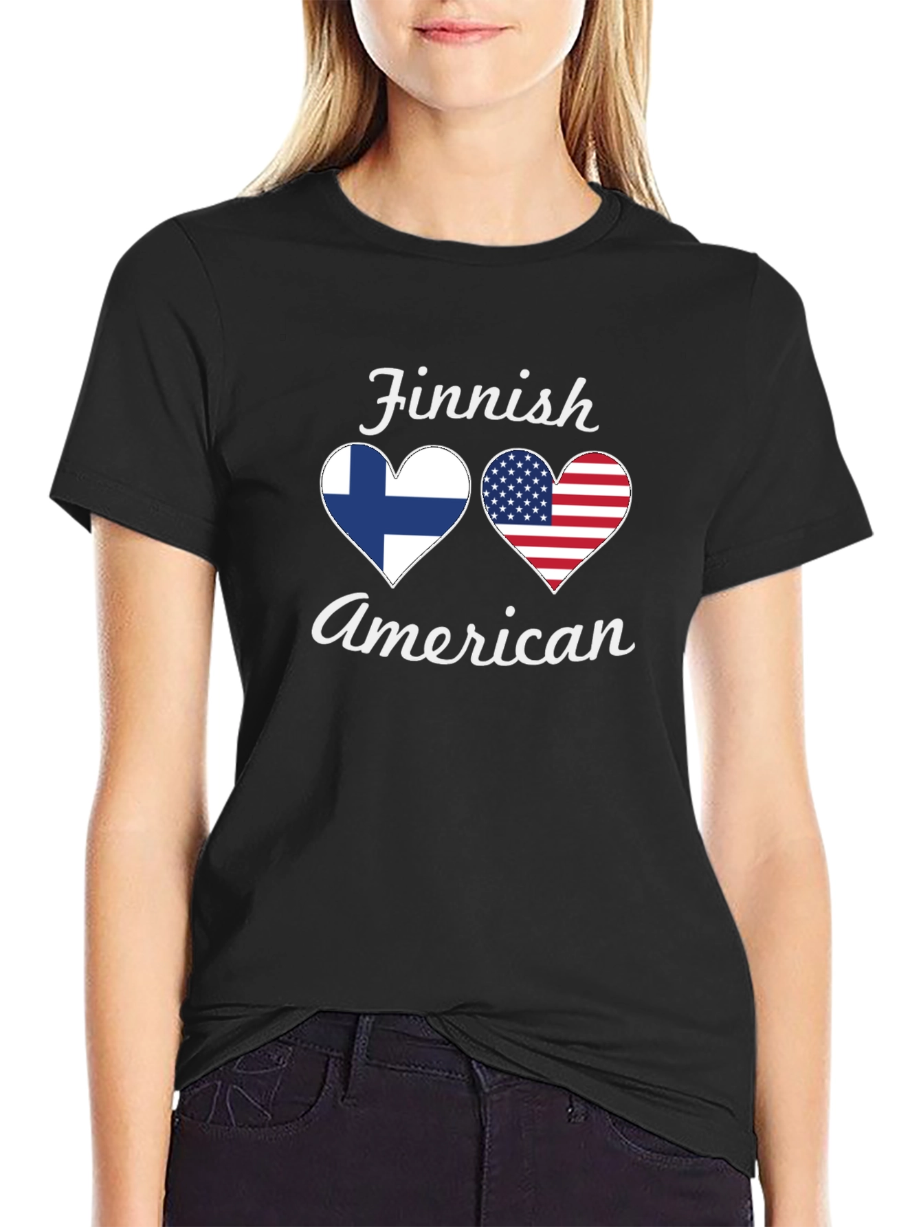 Finnish American Pride Tee | Flag Heart