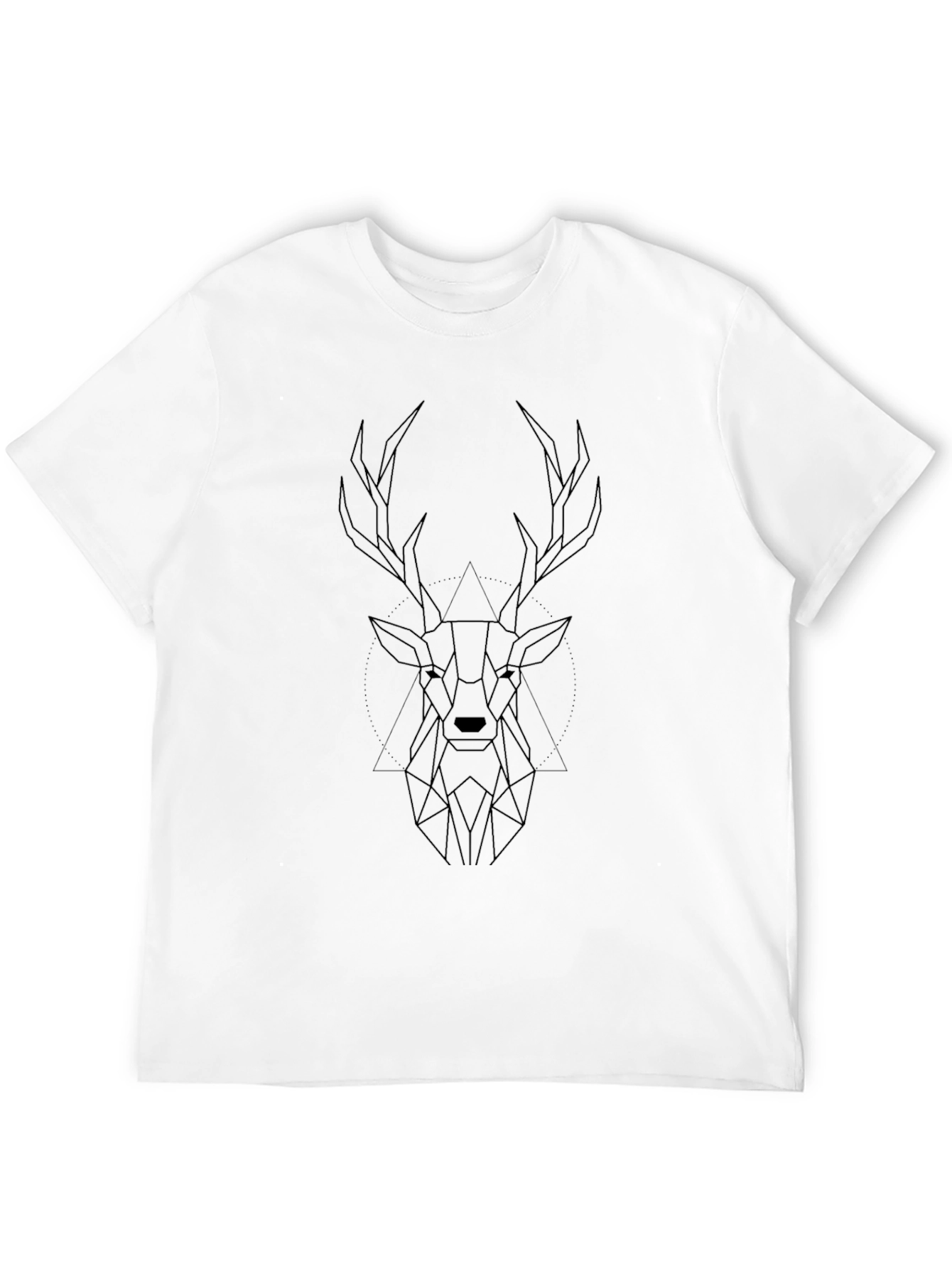 Geometric Deer Graphic Black T-Shirt
