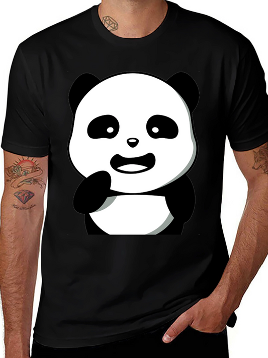 Cute Panda Graphic Tee - Mens Black T-Shirt
