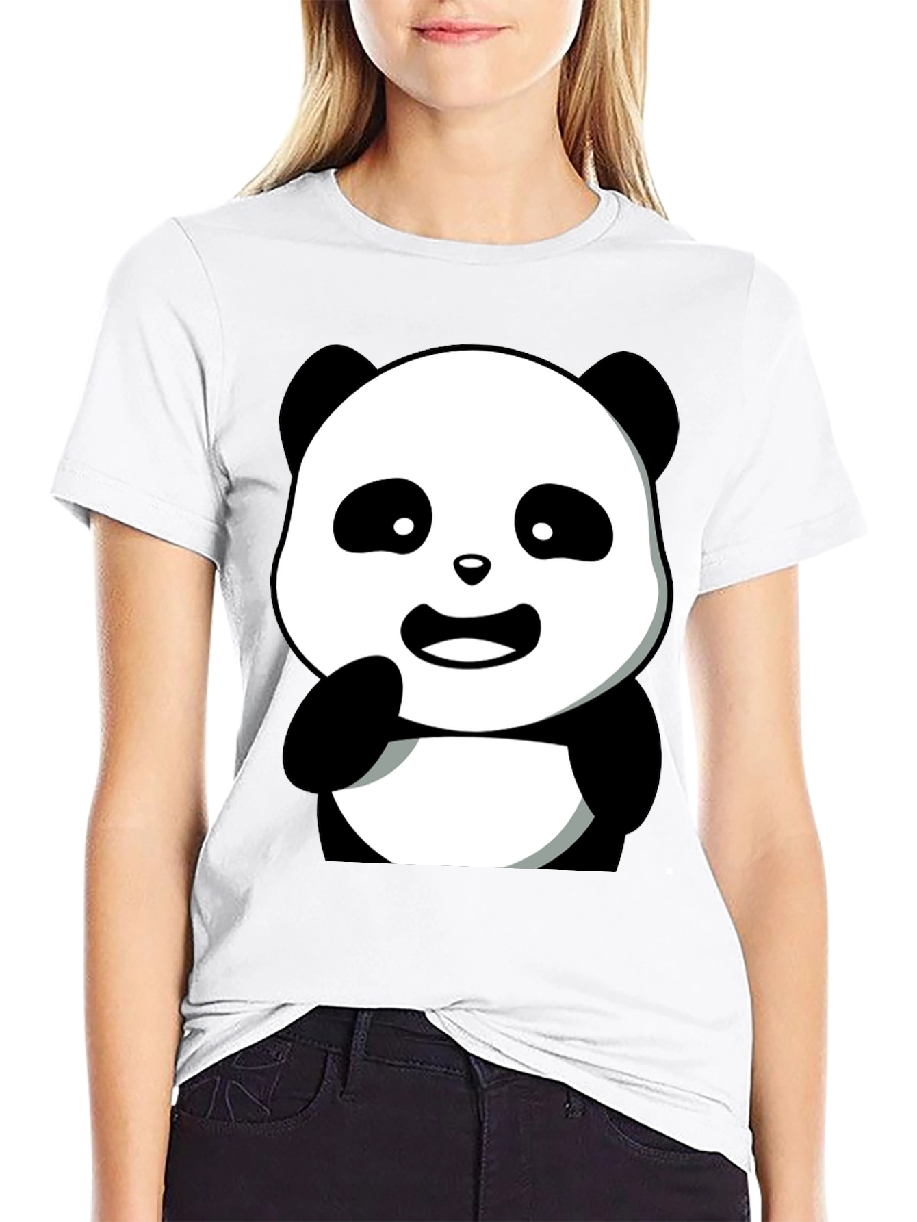 Cute Panda Graphic Tee - Mens Black T-Shirt