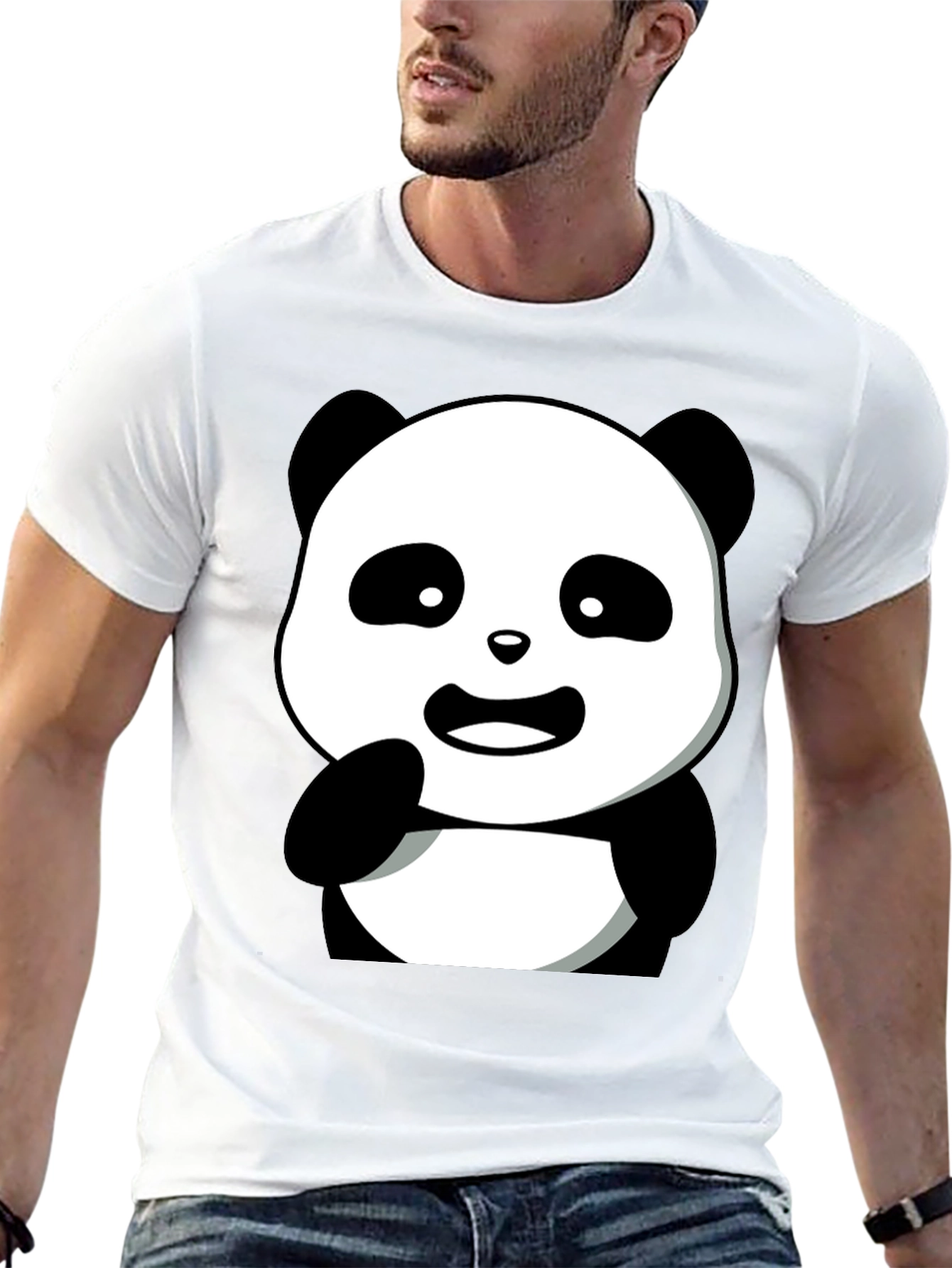 Cute Panda Graphic Tee - Mens Black T-Shirt
