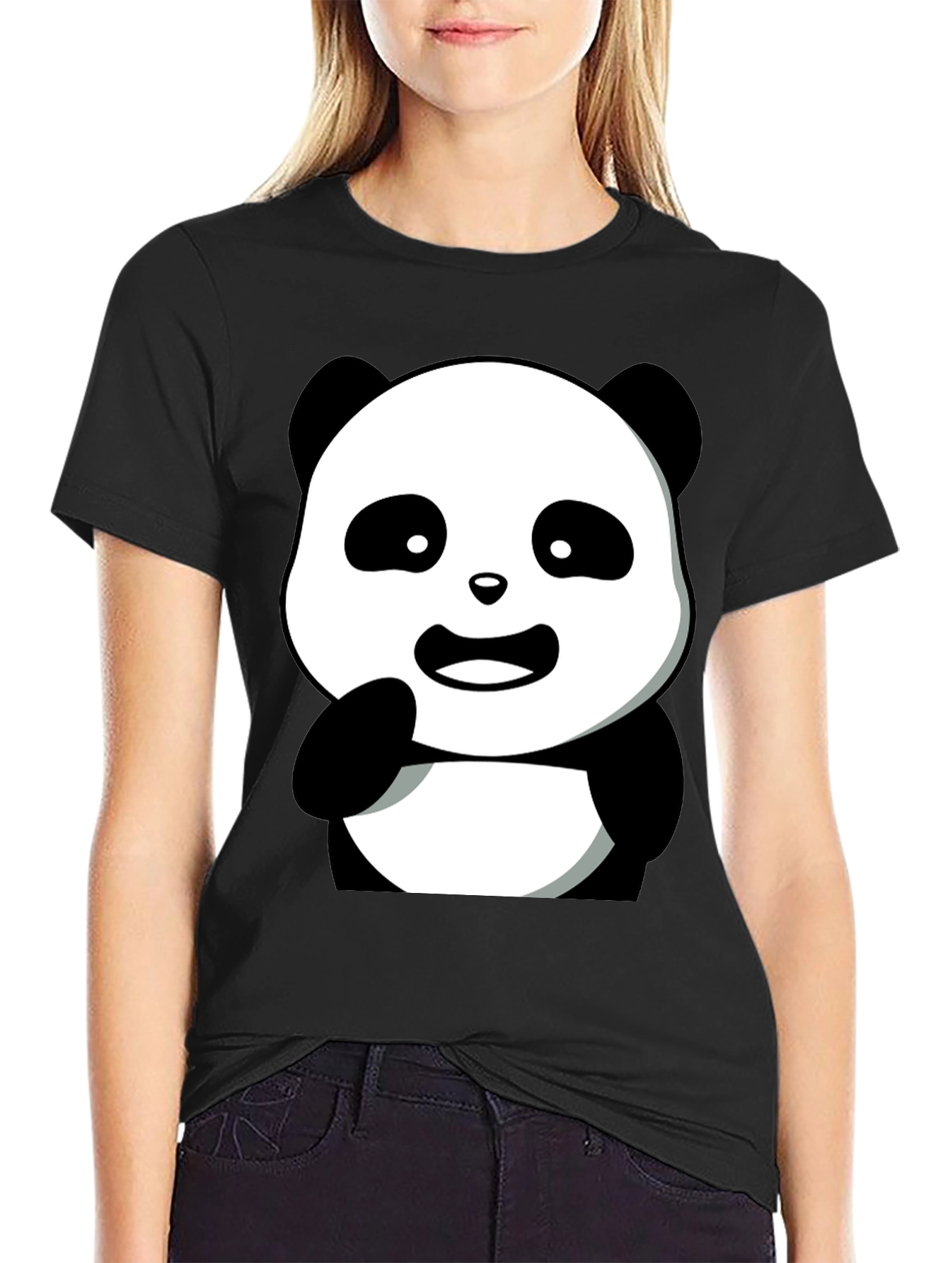 Cute Panda Graphic Tee - Mens Black T-Shirt