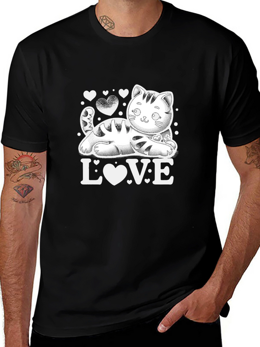 Cat Love Graphic Tee - Cute & Comfy Black T-Shirt