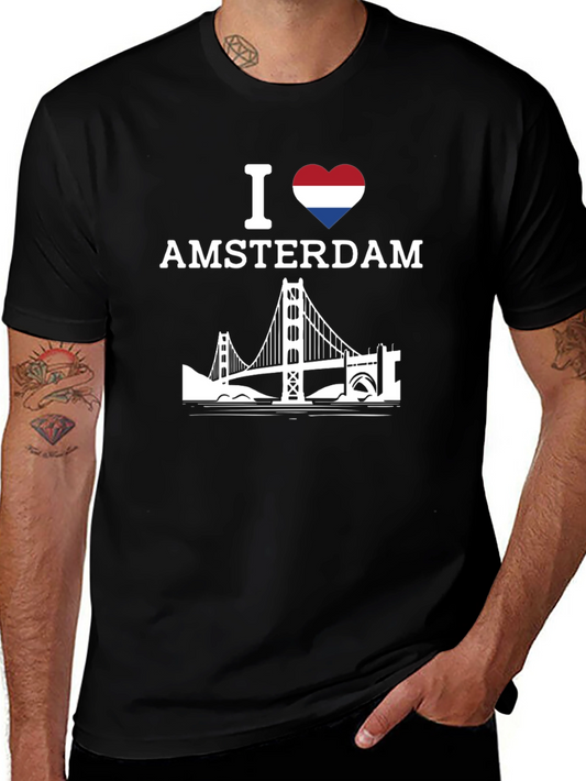I Love Amsterdam T-Shirt - Holland Flag Heart Graphic Tee