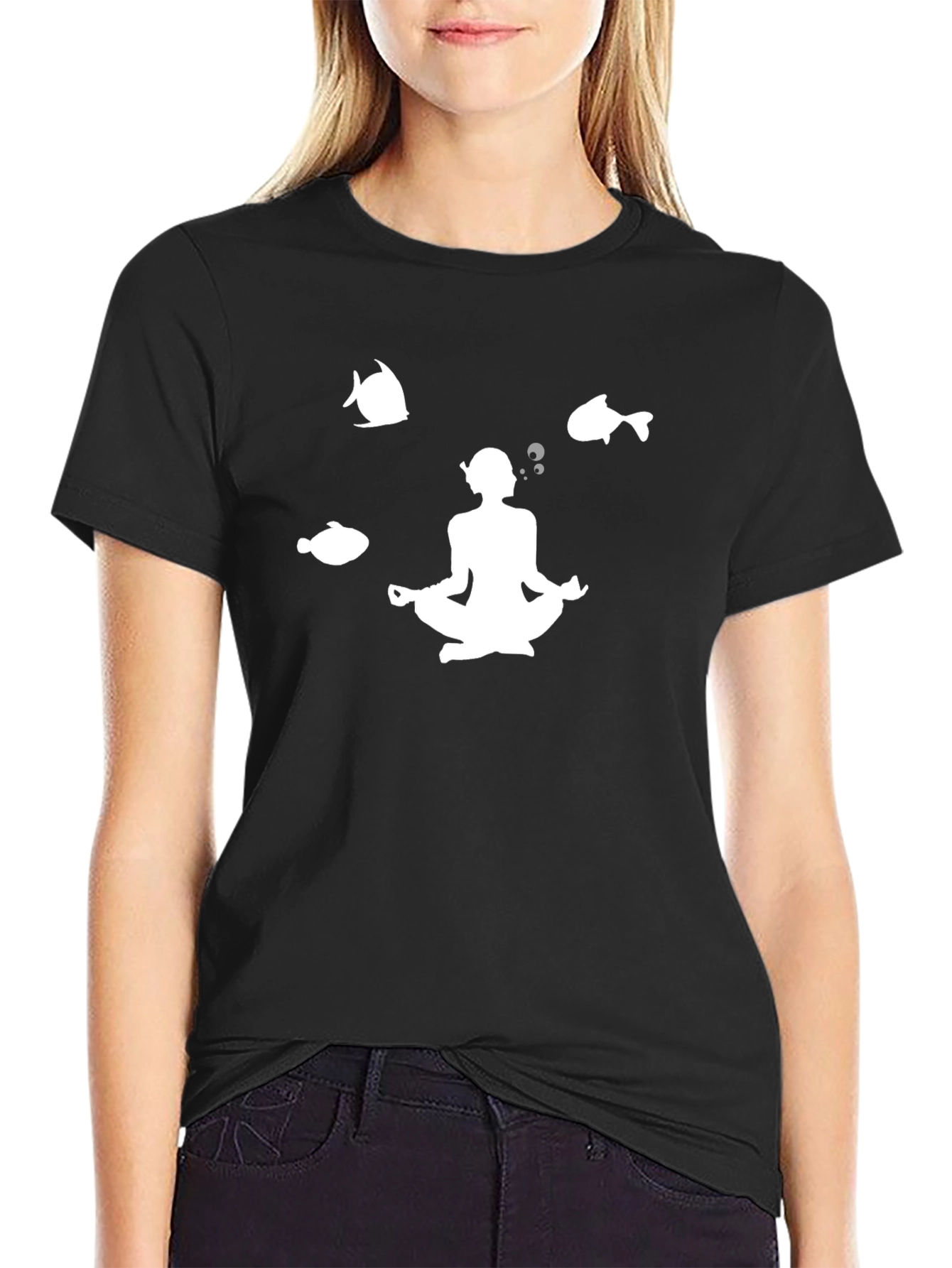 Meditating Diver Graphic Tee - Black
