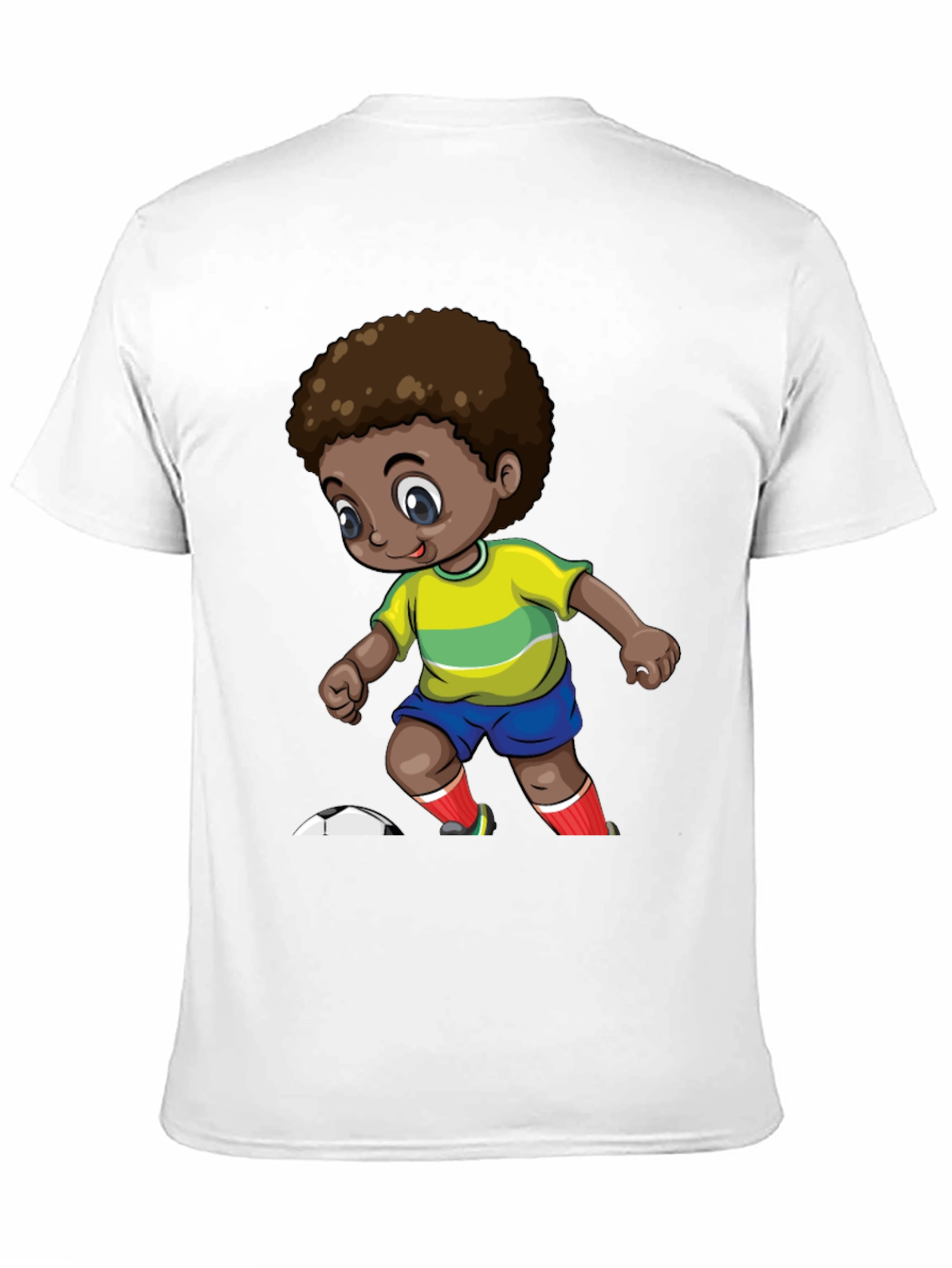 Cartoon Soccer Kid Black T-Shirt