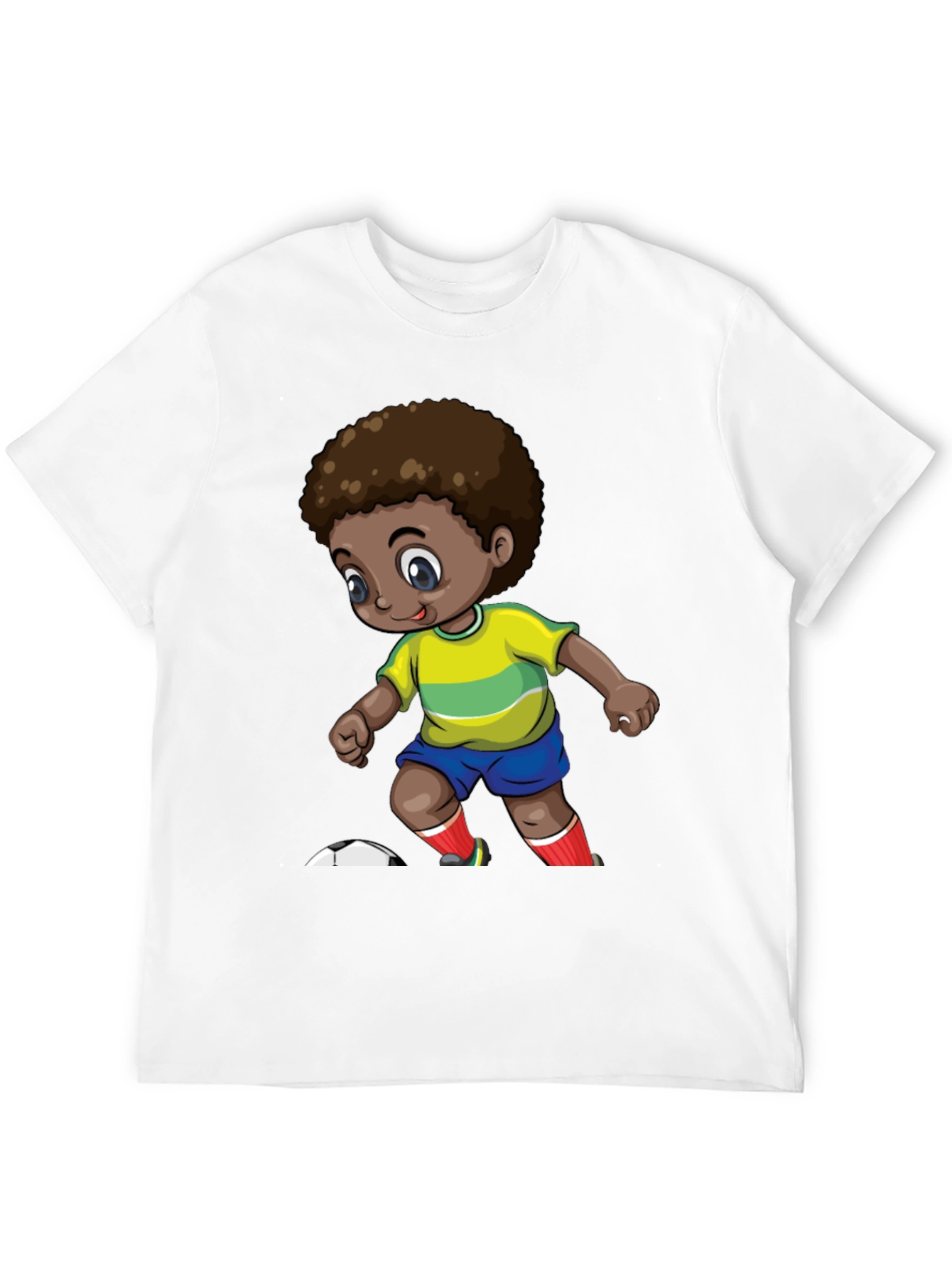 Cartoon Soccer Kid Black T-Shirt
