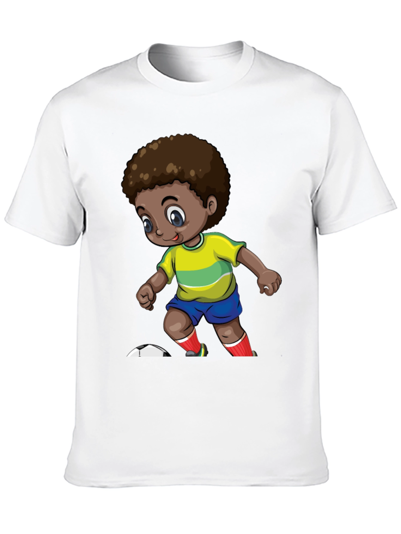 Cartoon Soccer Kid Black T-Shirt