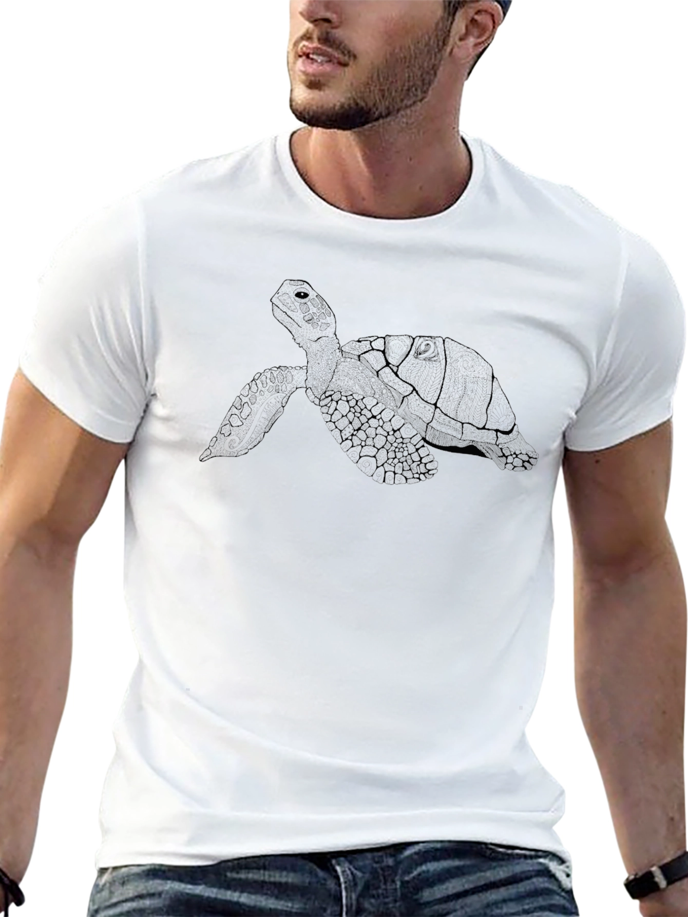 Mens Black Turtle Graphic Tee