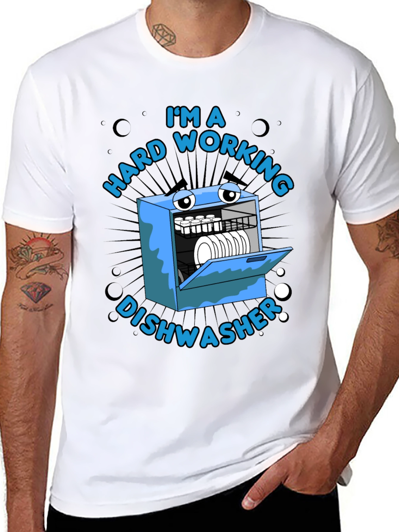 Hard Working Dishwasher Graphic T-Shirt