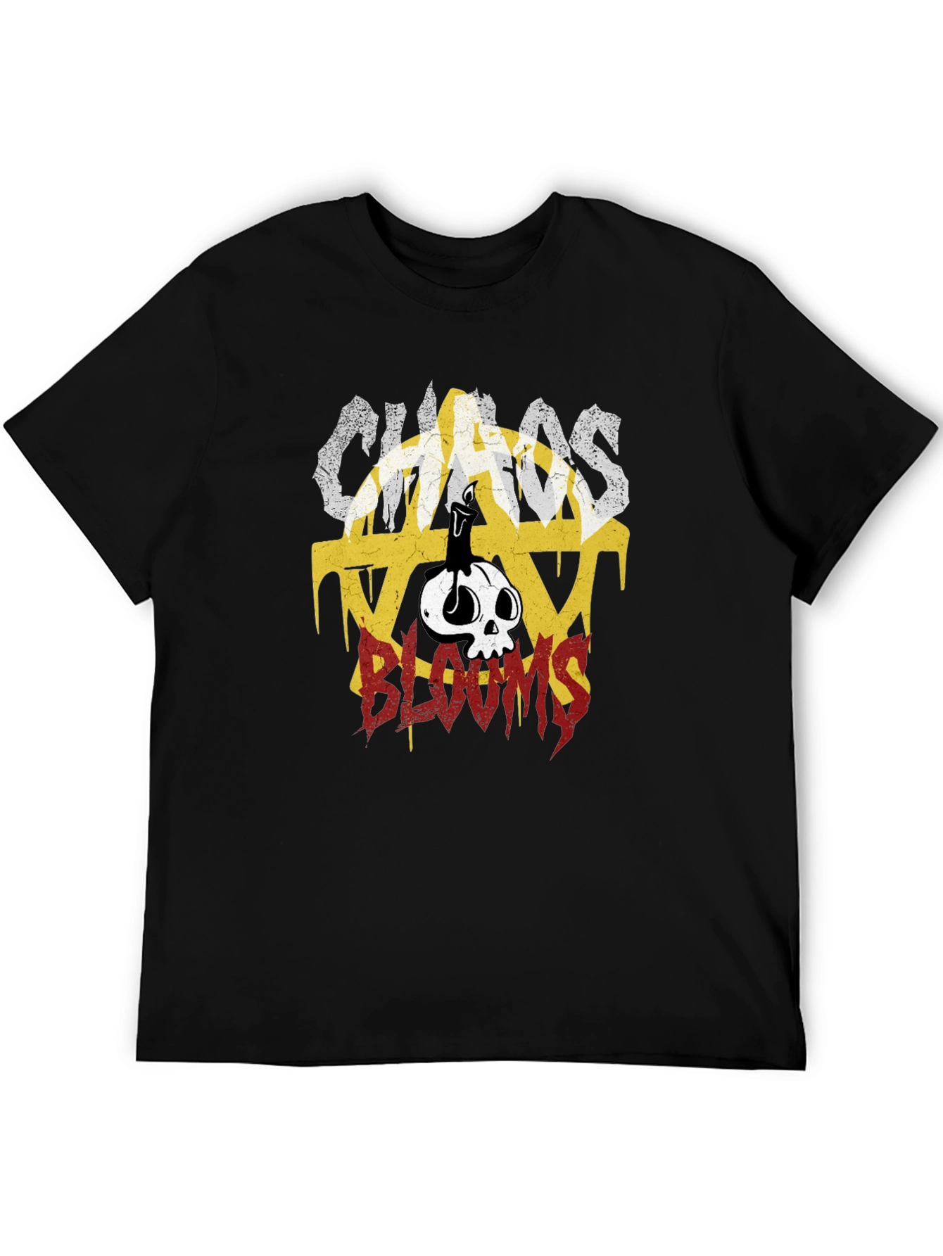 Chaos Blooms Graphic Print T-Shirt - Black