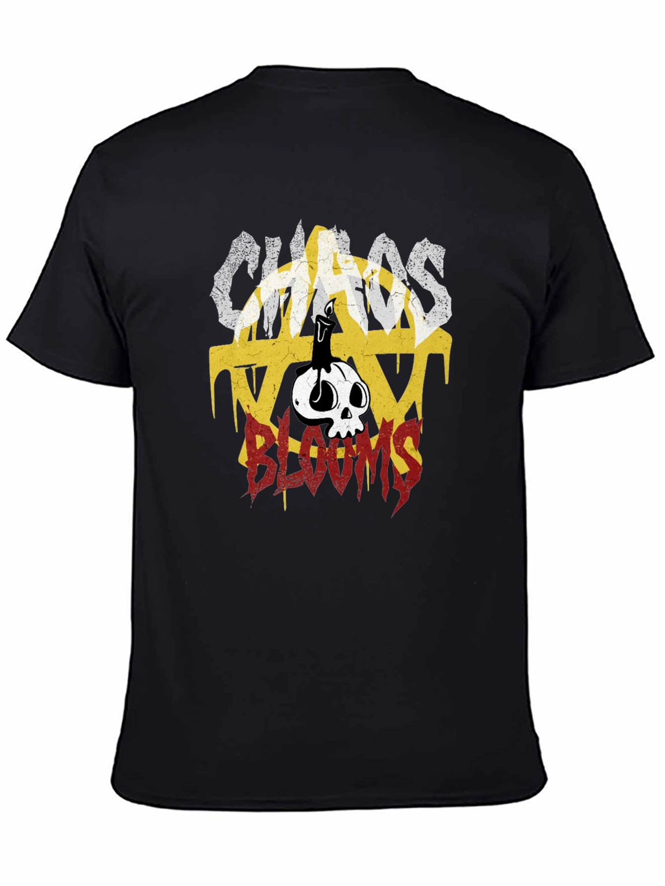 Chaos Blooms Graphic Print T-Shirt - Black