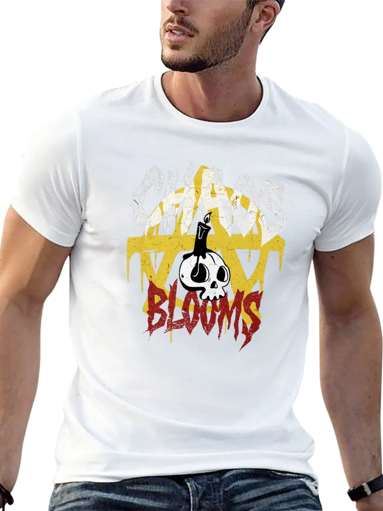 Chaos Blooms Graphic Print T-Shirt - Black