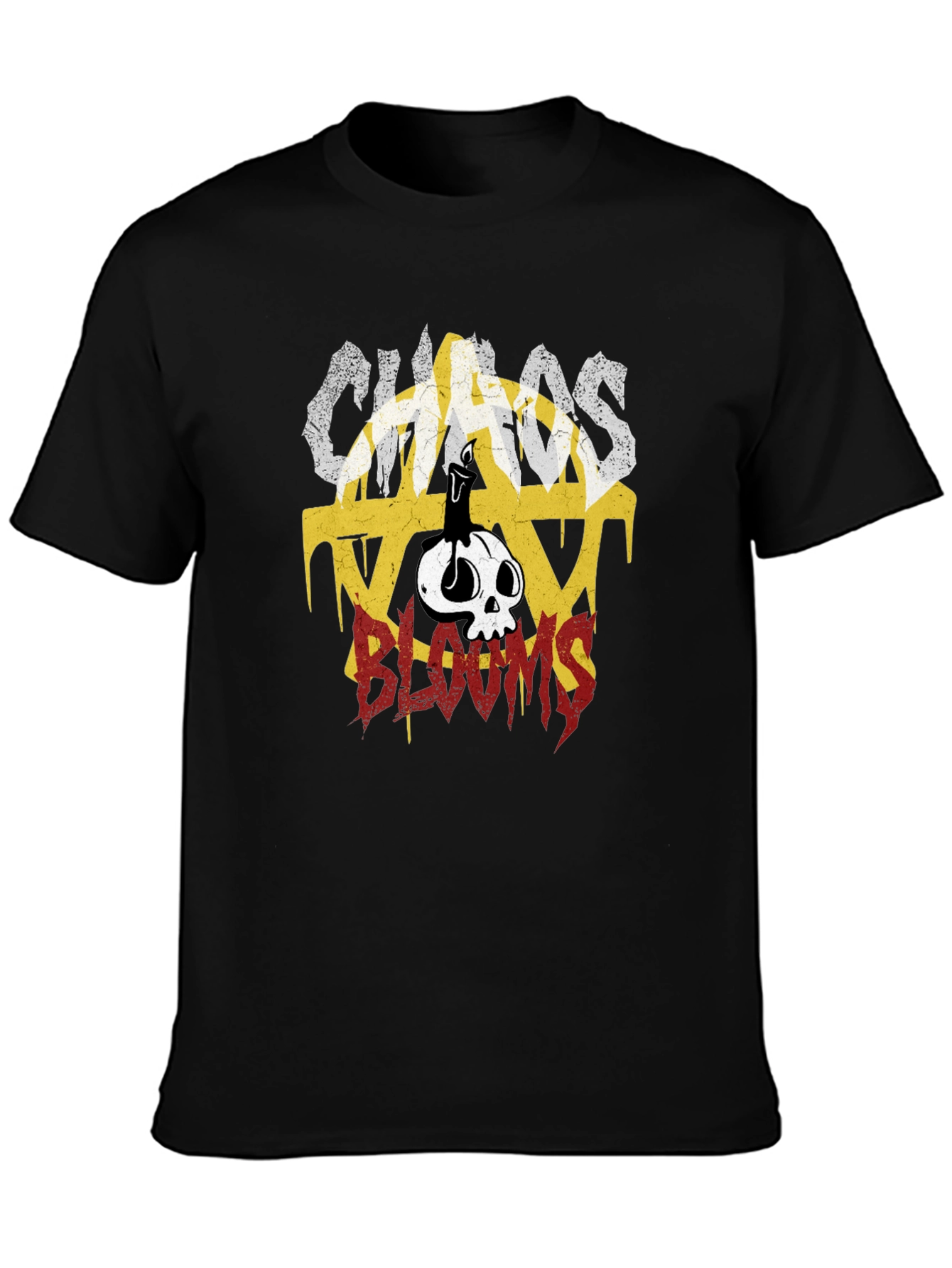 Chaos Blooms Graphic Print T-Shirt - Black
