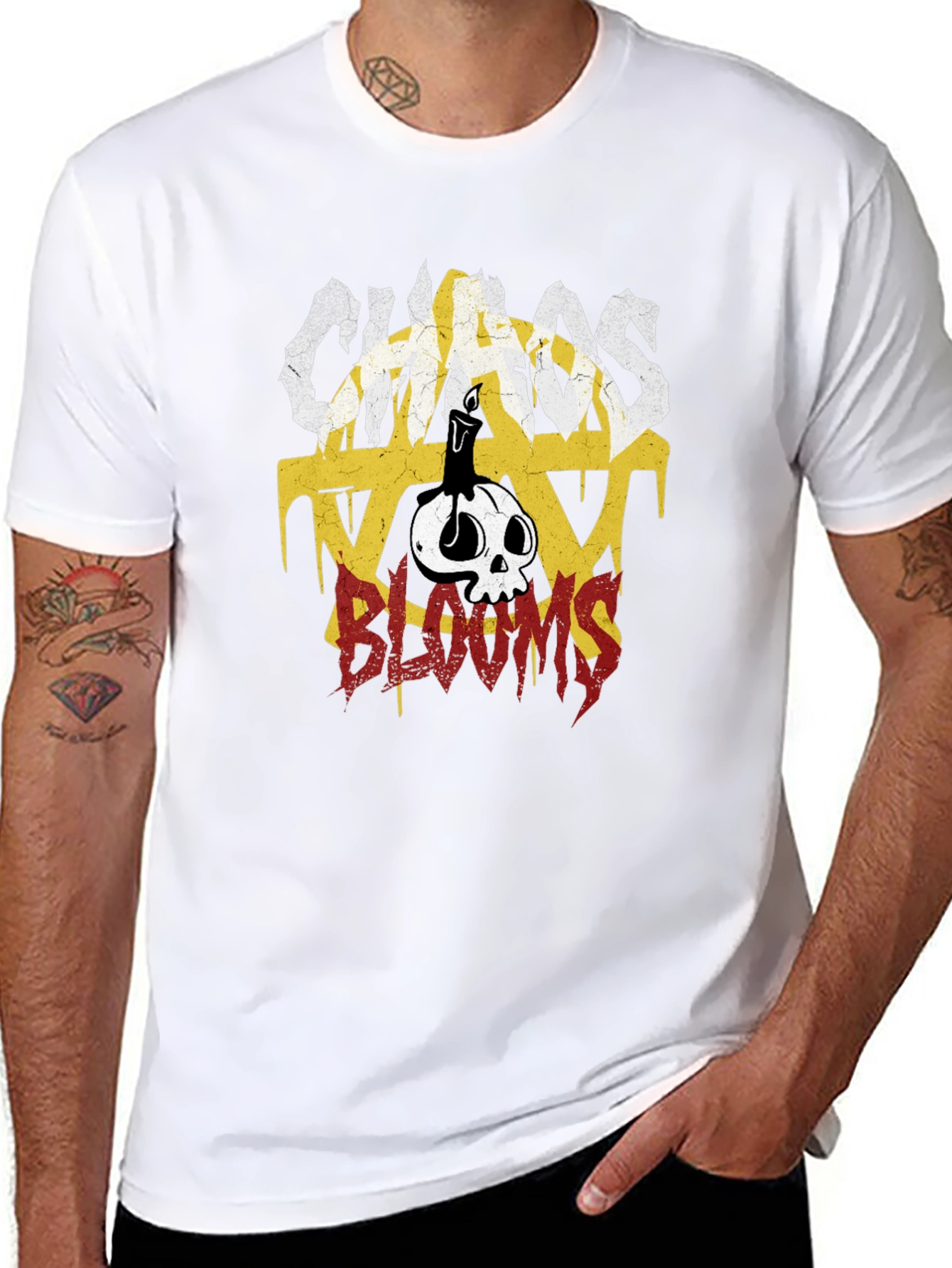 Chaos Blooms Graphic Print T-Shirt - Black