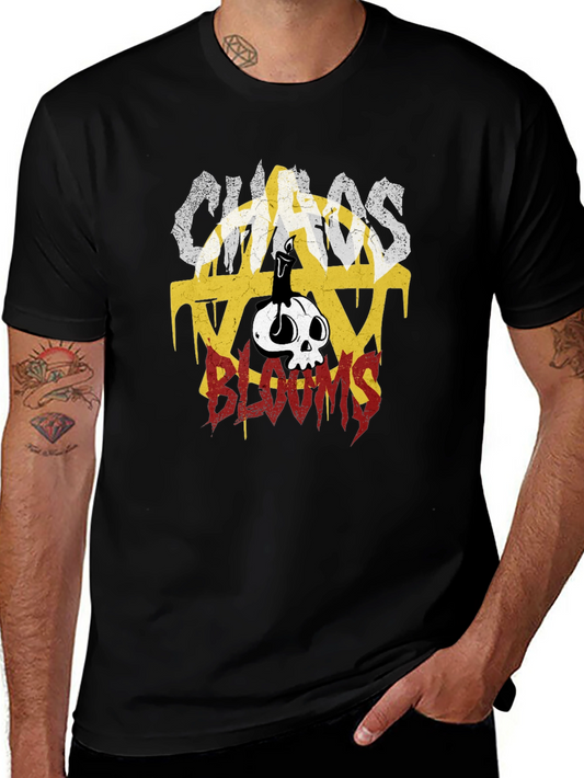 Chaos Blooms Graphic Print T-Shirt - Black
