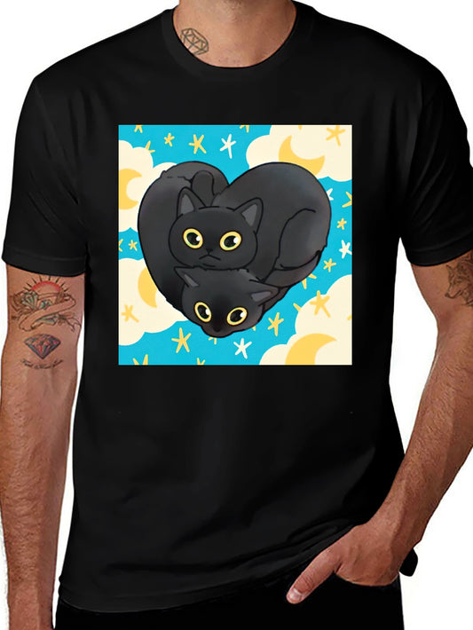 Black Cat Heart Graphic T-Shirt