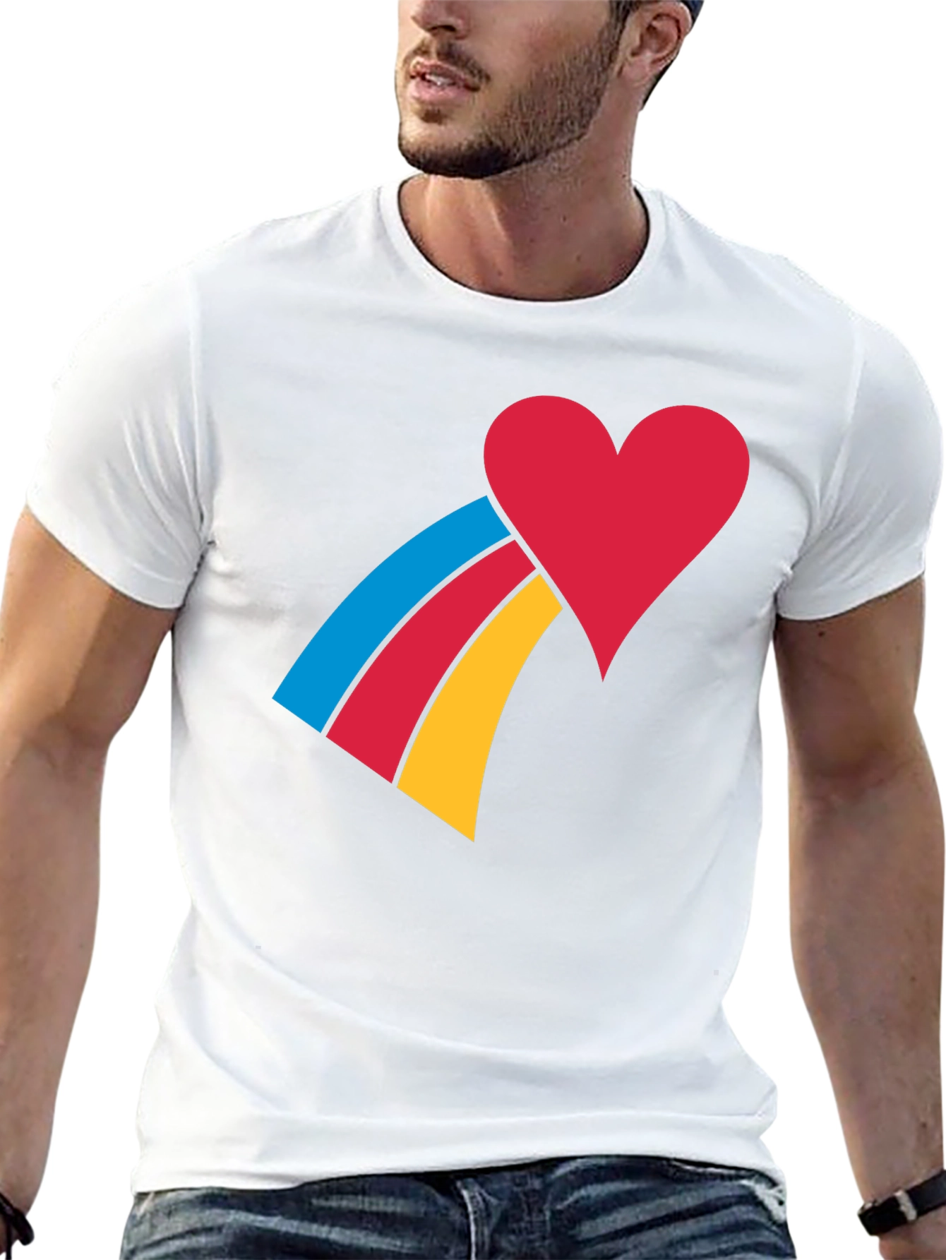 Heart Rainbow Graphic Tee - Black Unisex T-Shirt