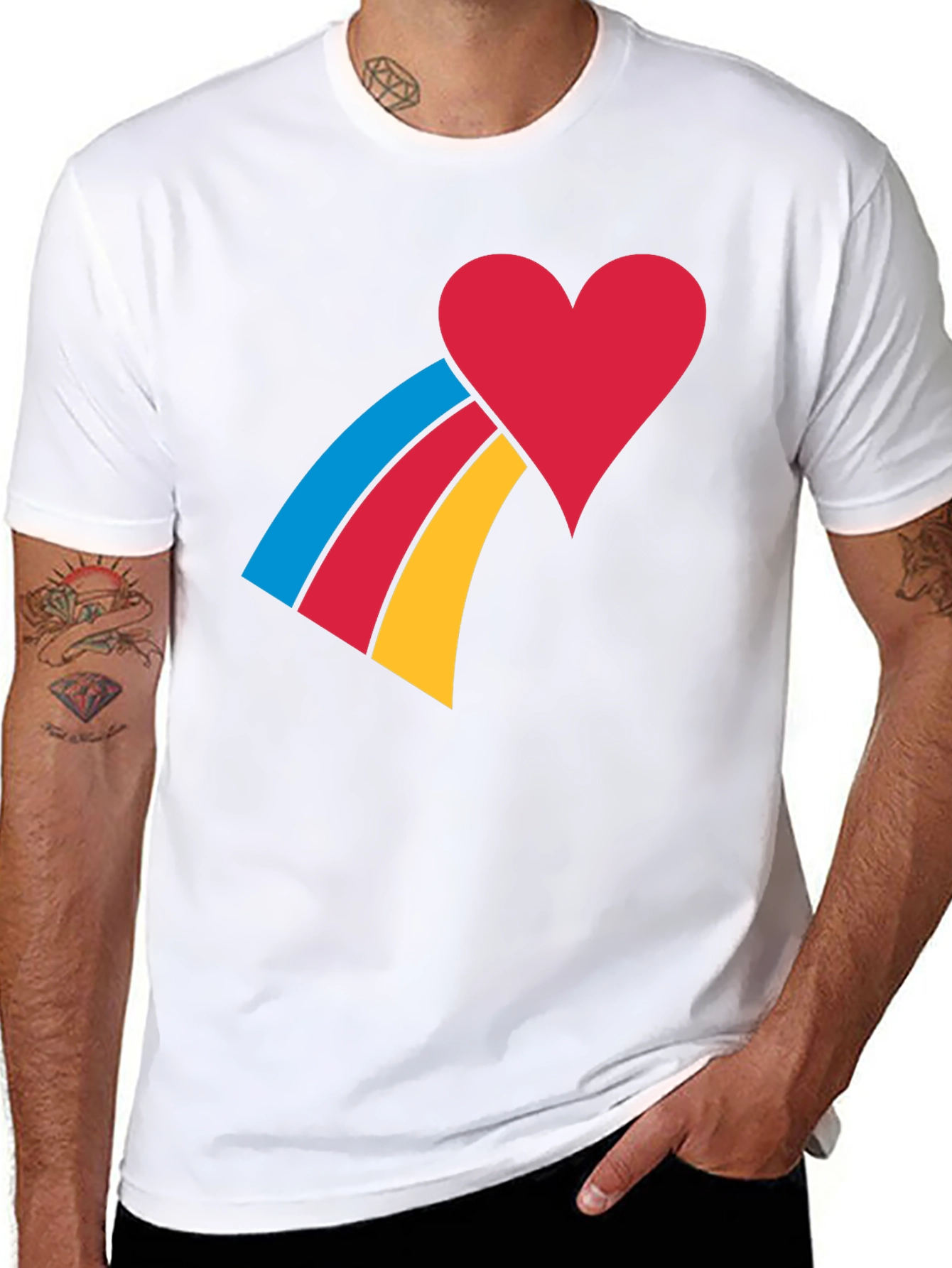 Heart Rainbow Graphic Tee - Black Unisex T-Shirt