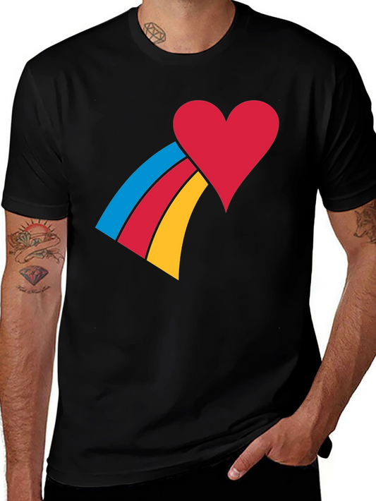 Heart Rainbow Graphic Tee - Black Unisex T-Shirt