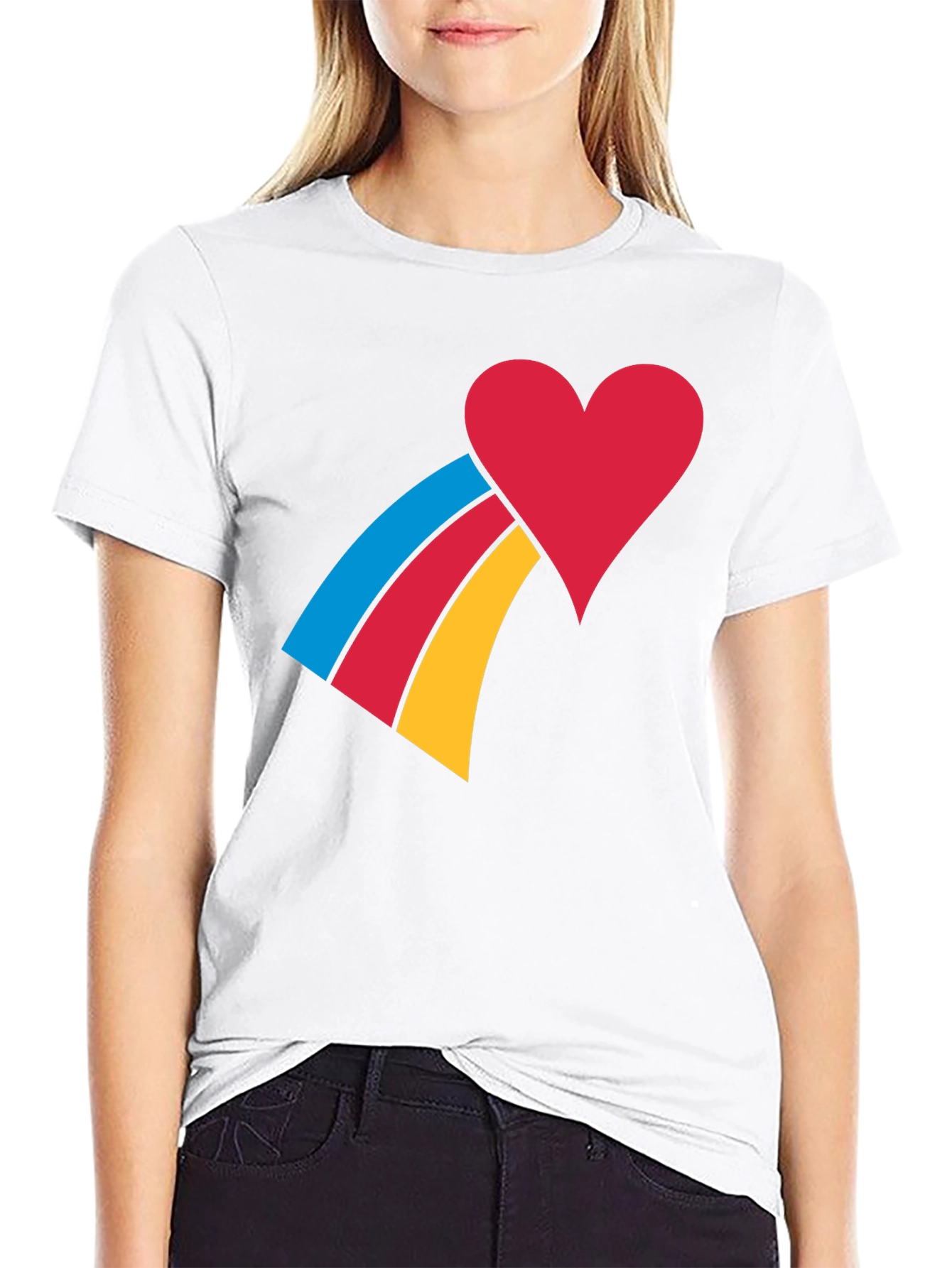Heart Rainbow Graphic Tee - Black Unisex T-Shirt