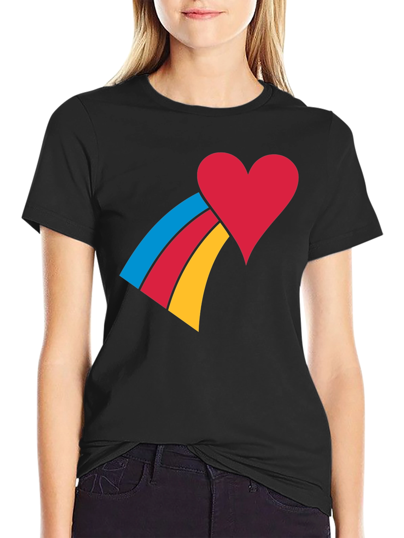 Heart Rainbow Graphic Tee - Black Unisex T-Shirt