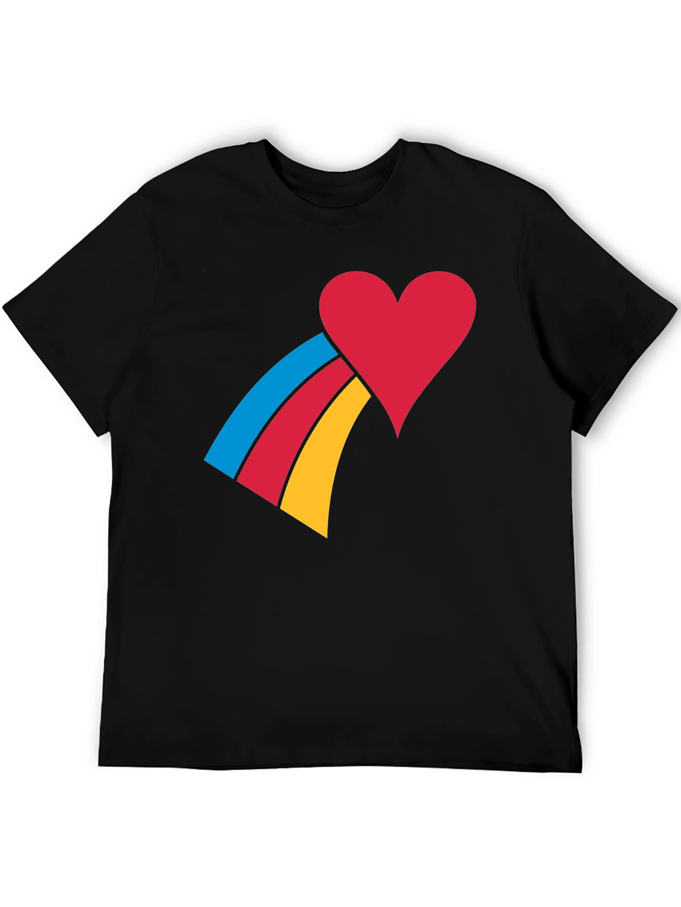 Heart Rainbow Graphic Tee - Black Unisex T-Shirt