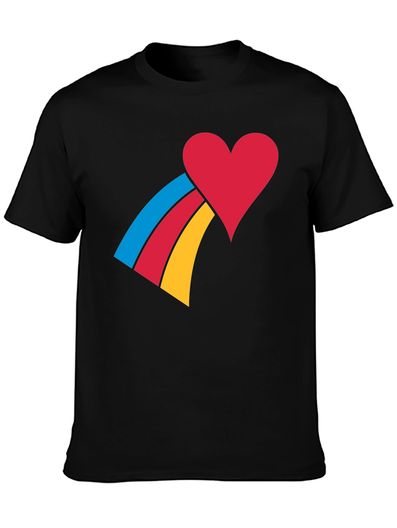 Heart Rainbow Graphic Tee - Black Unisex T-Shirt