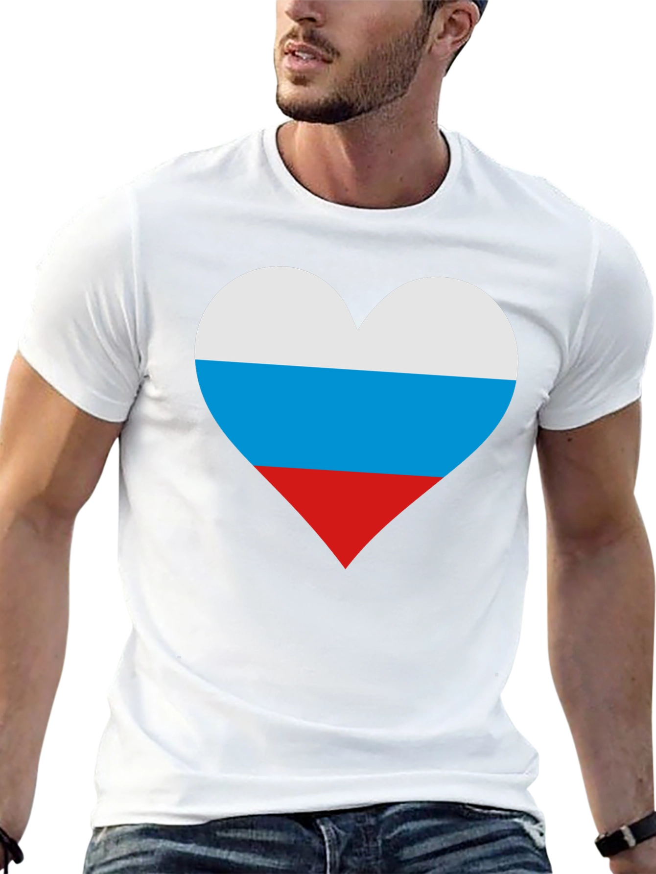 Russian Flag Heart T-Shirt - Patriotic Pride