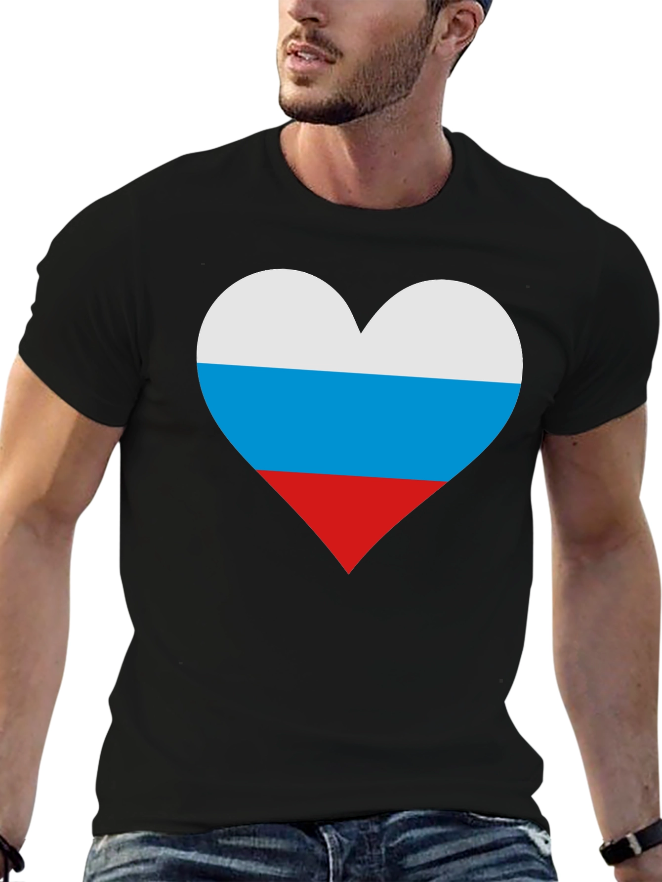Russian Flag Heart T-Shirt - Patriotic Pride