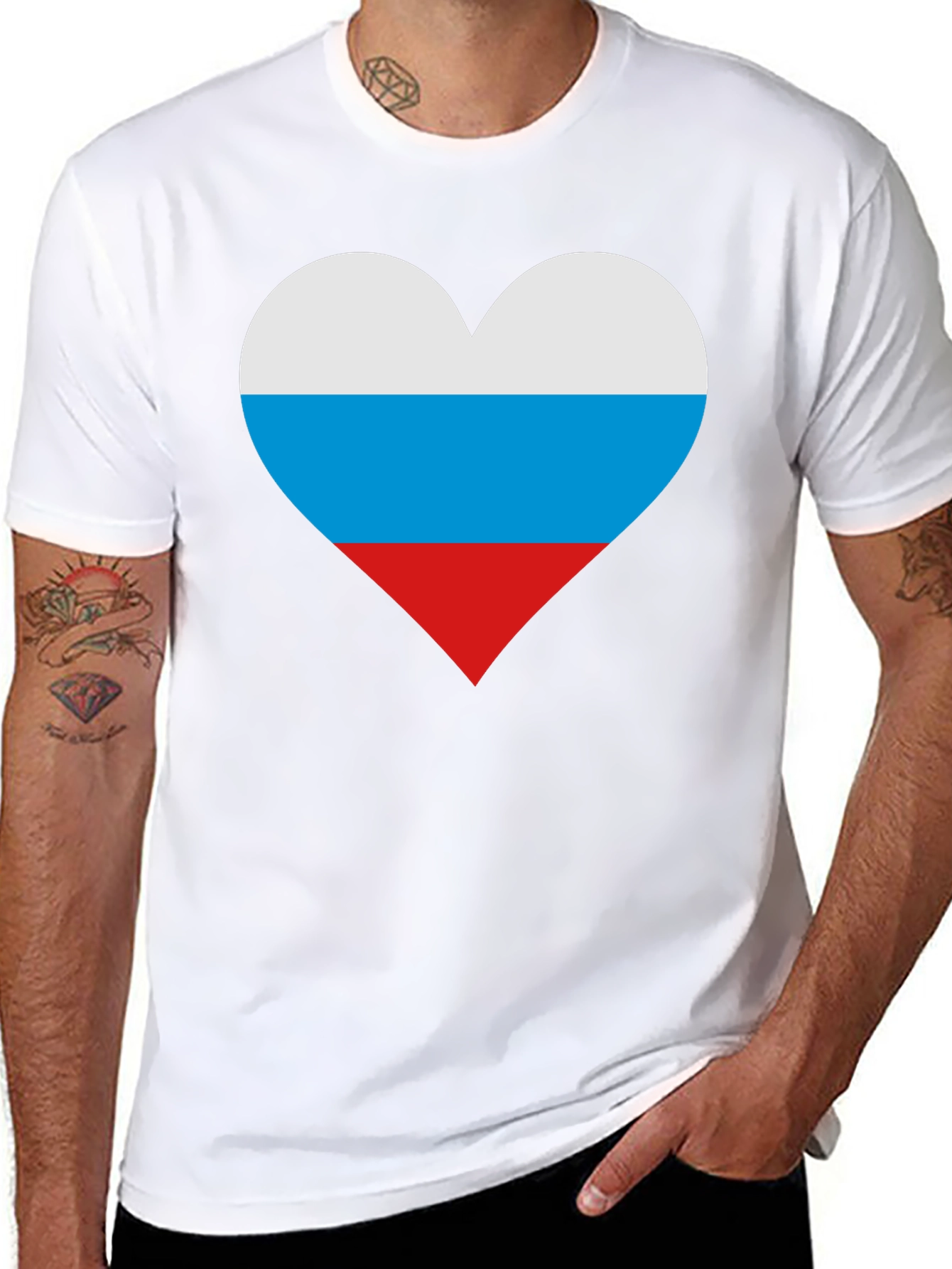 Russian Flag Heart T-Shirt - Patriotic Pride