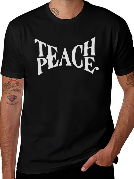 Teach Peace Graphic Tee - Black Crewneck T-Shirt